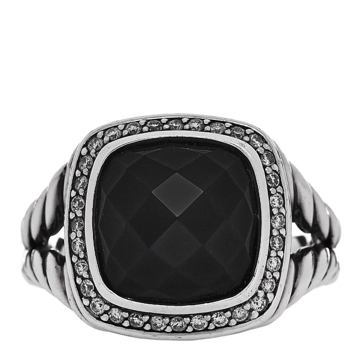 David Yurman Sterling Silver Diamond Black Onyx 11mm Albion Statement Ring 57 8 1 of 5