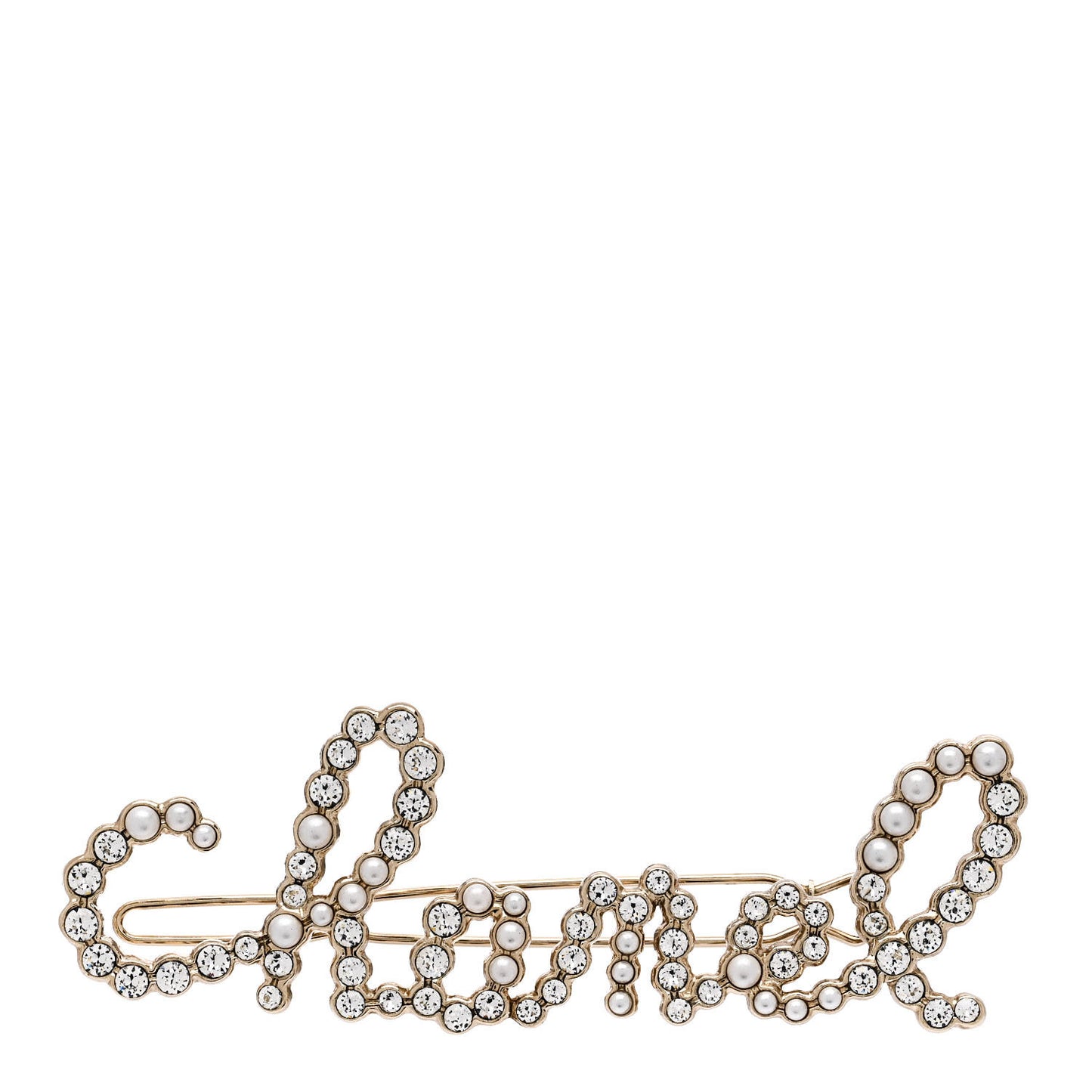 Metal Glass Swirling Pearls Hair Clip Gold