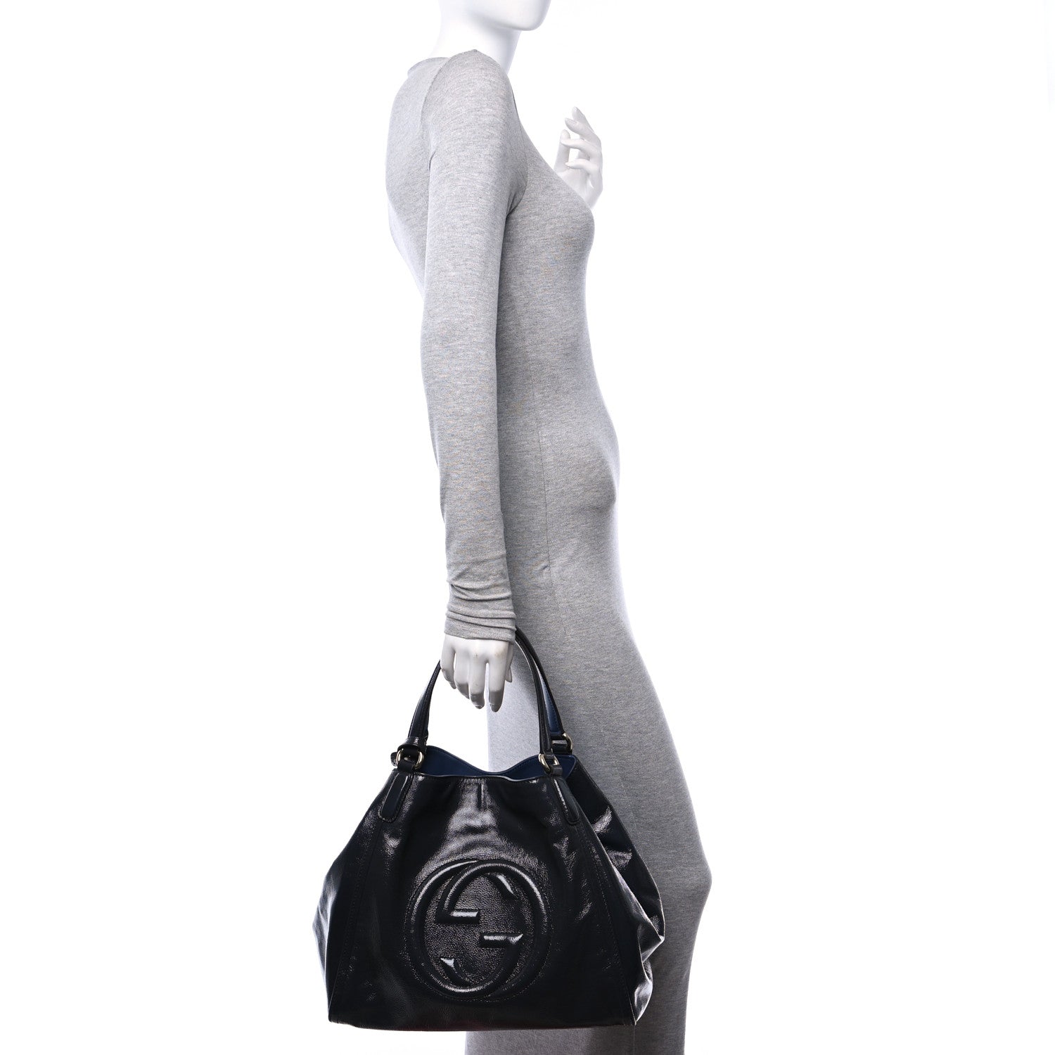 Gucci Vernice Naplack Medium Soho Chain Shoulder Bag Uniform Blue 2 of 10