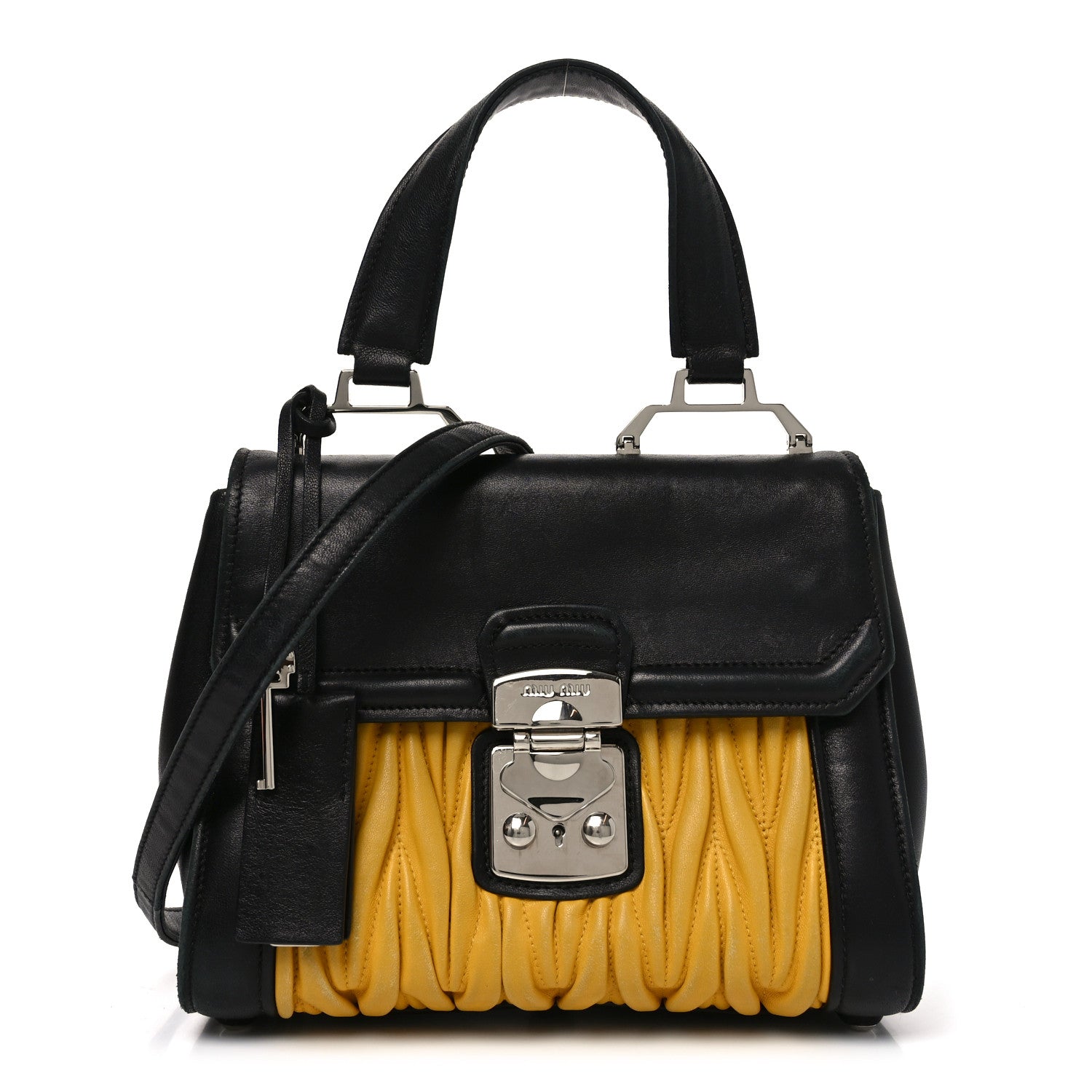 Miu Miu Nappa Matelasse Top Handle Bag Black Soleil 1806426