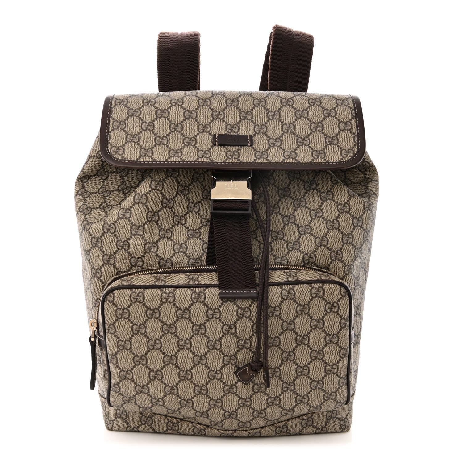 Gucci GG Supreme Monogram Medium Single Buckle Rucksack Backpack