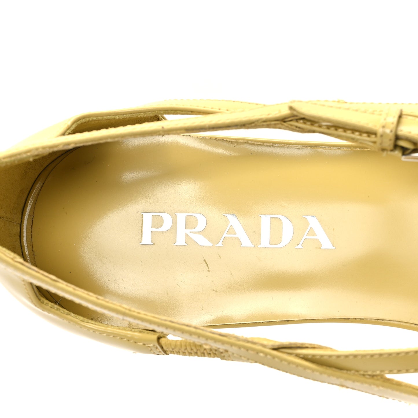 Calfskin Crisscross Ballerina Flats 36 Yellow