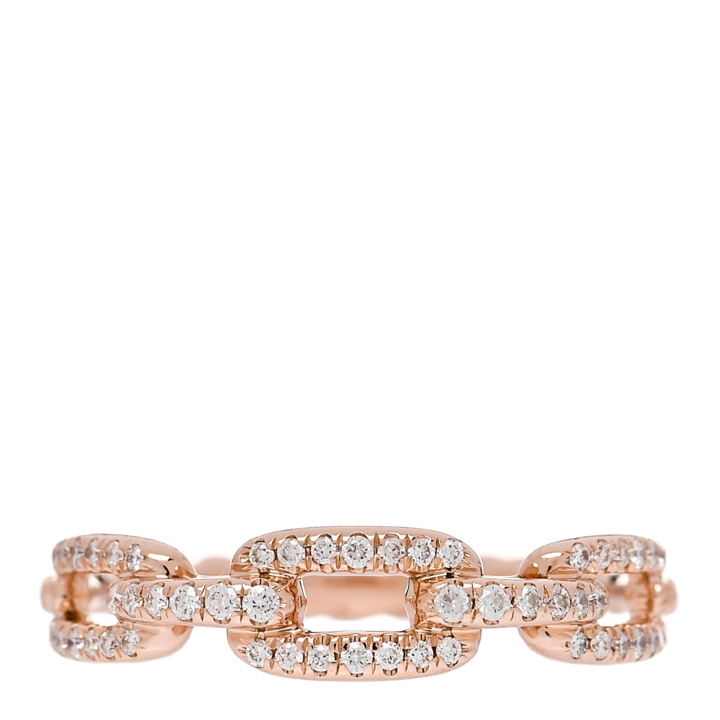 18K Rose Gold Diamond 4.5mm Stax Single Row Chain Link Ring 52 6