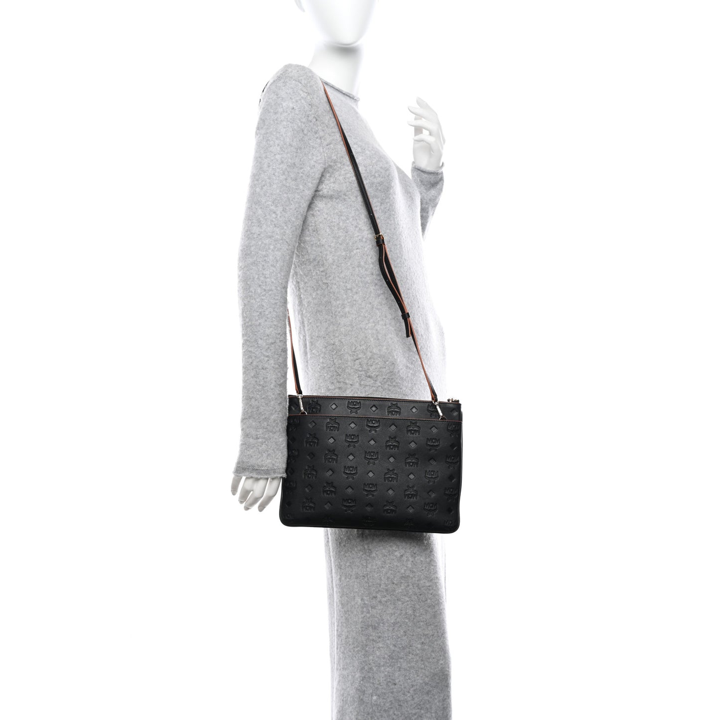 Calfskin Ottomar Monogram Medium Crossbody Pouch Black