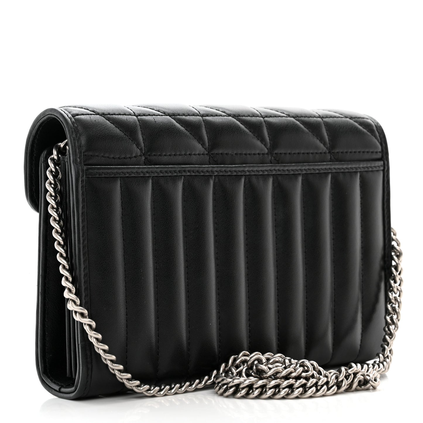 Calfskin Matelasse Aria GG Marmont Chain Wallet Black
