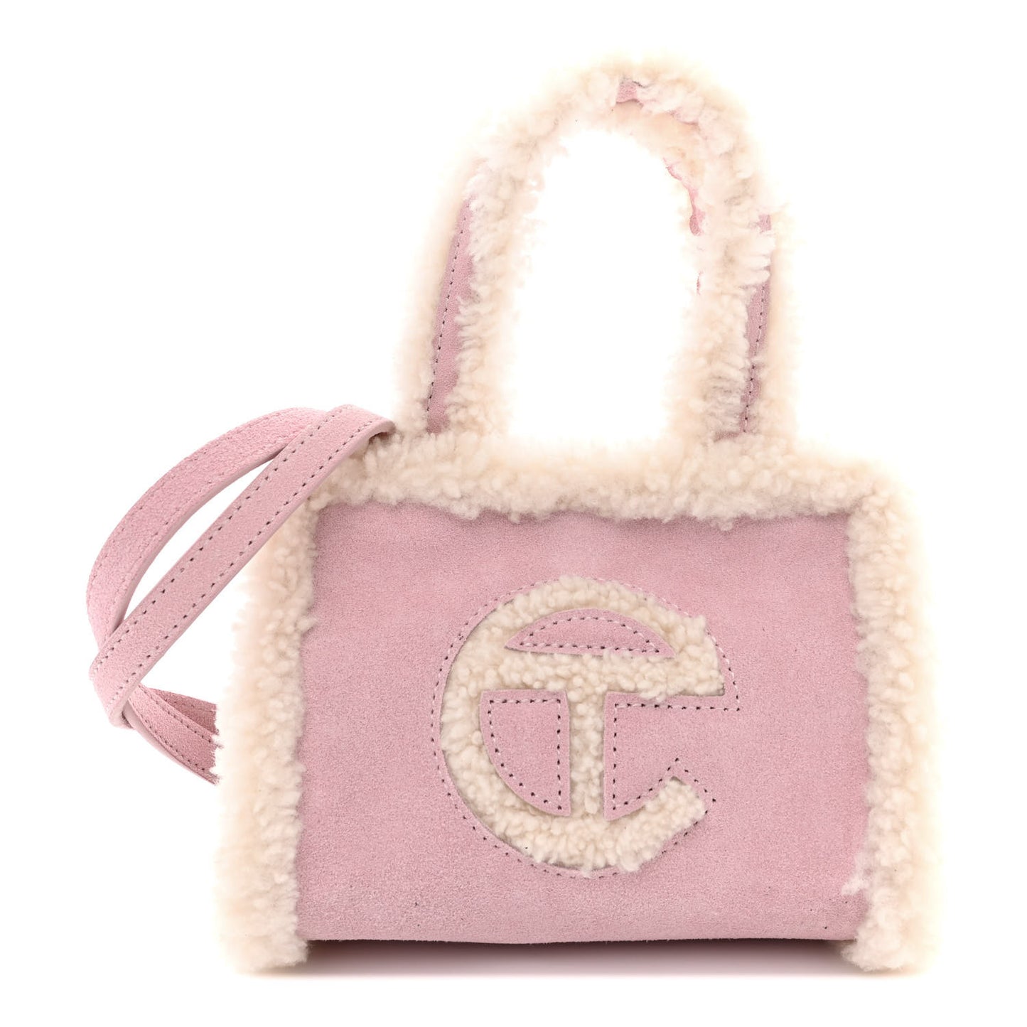 X UGG Suede Shearling Small Shopping Bag Pink