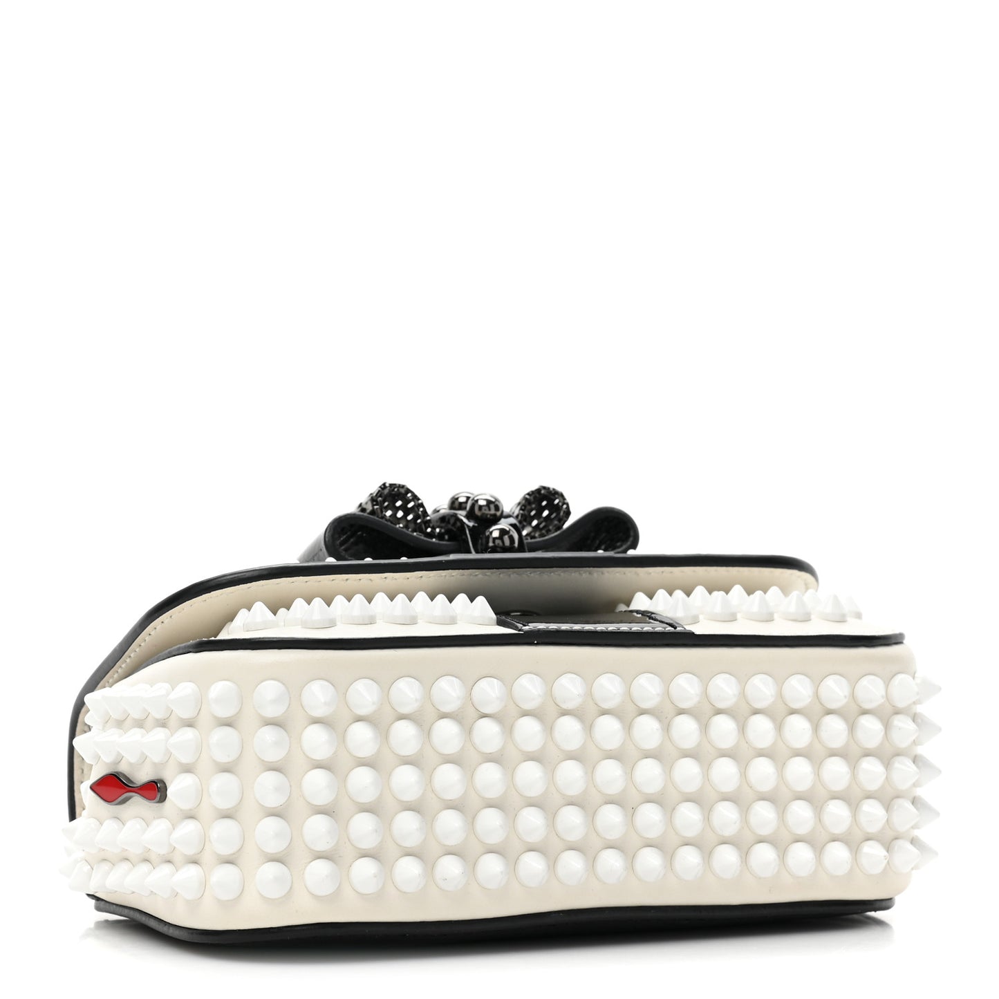 Calfskin Spikes Sweety Charity Shoulder Bag White Black