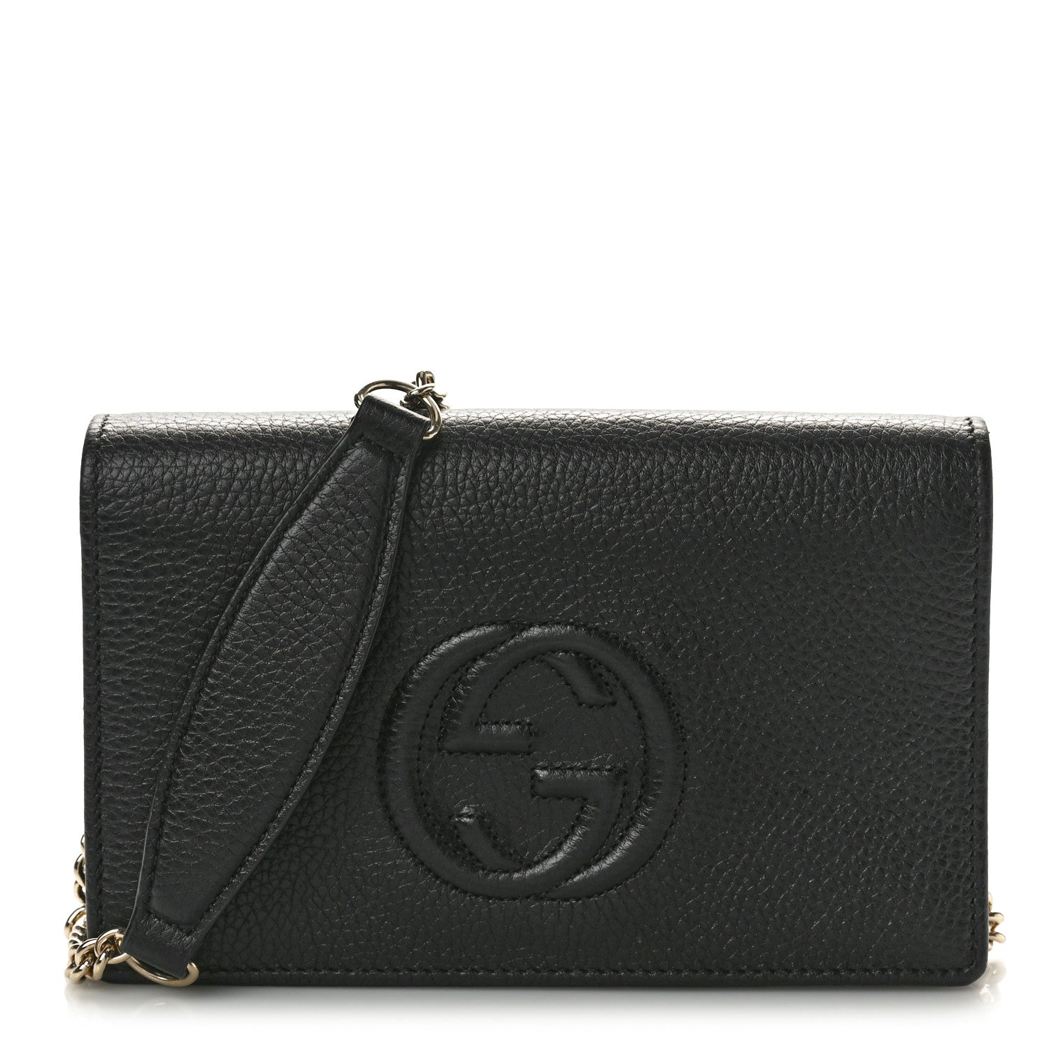Gucci Pebbled Calfskin Soho Wallet On Chain Black 1 of 9