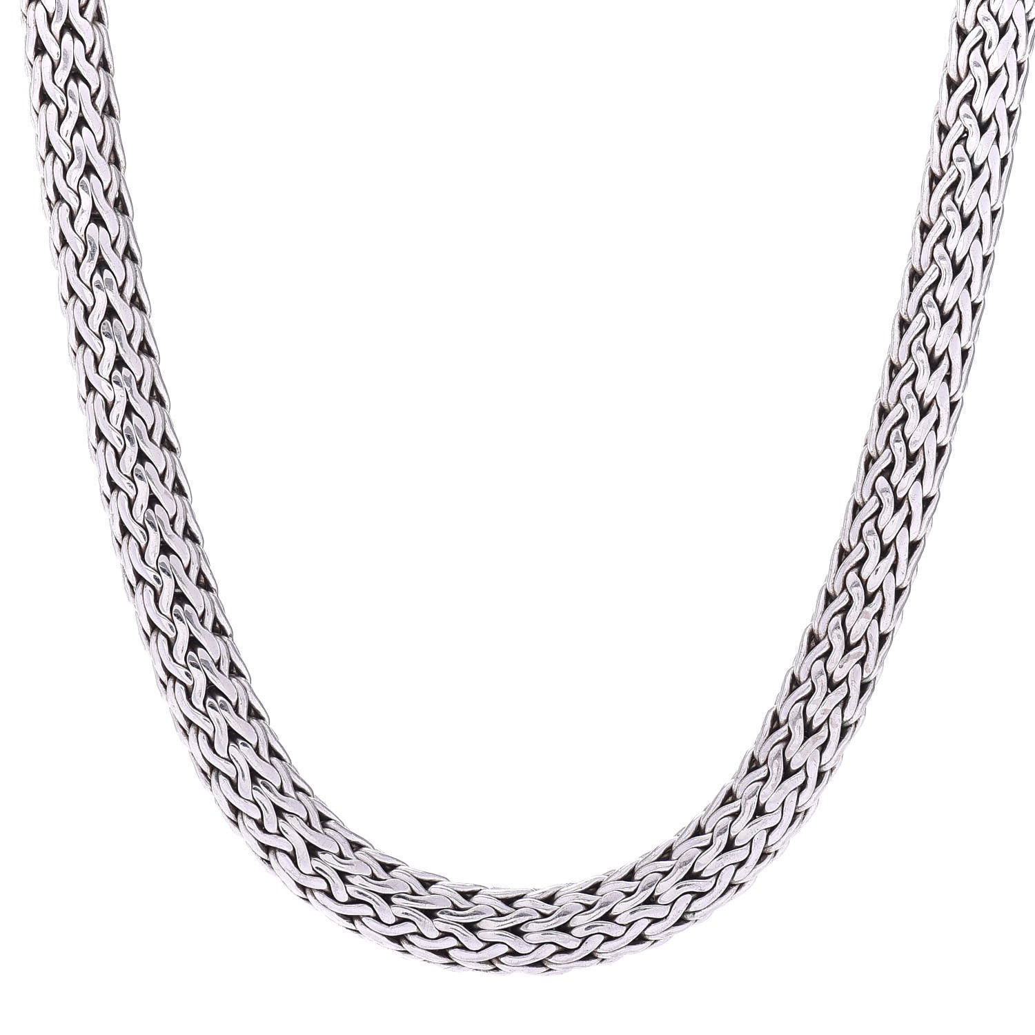 John Hardy Sterling Silver 18K Yellow Gold 7.5mm Diamond Classic Chain Necklace 1 of 4