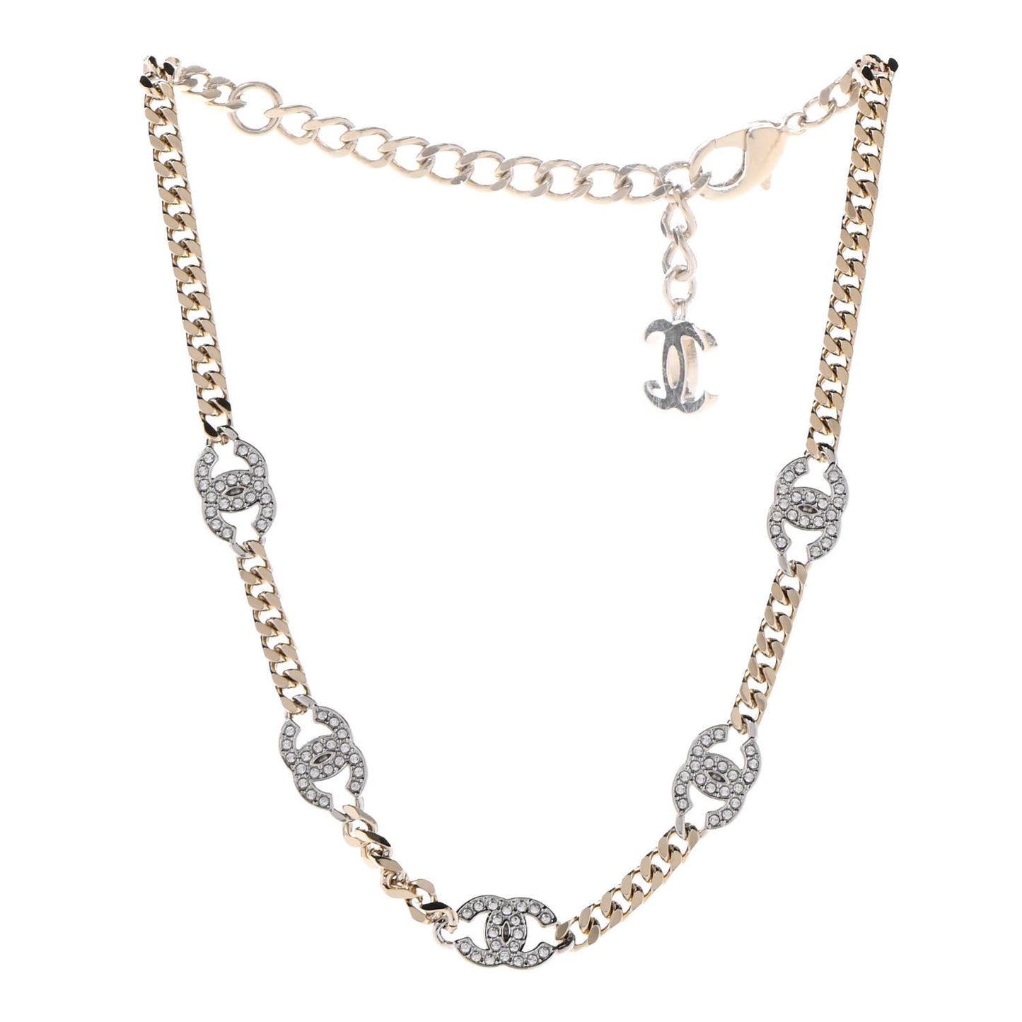 Crystal Chain CC Choker Gold Silver