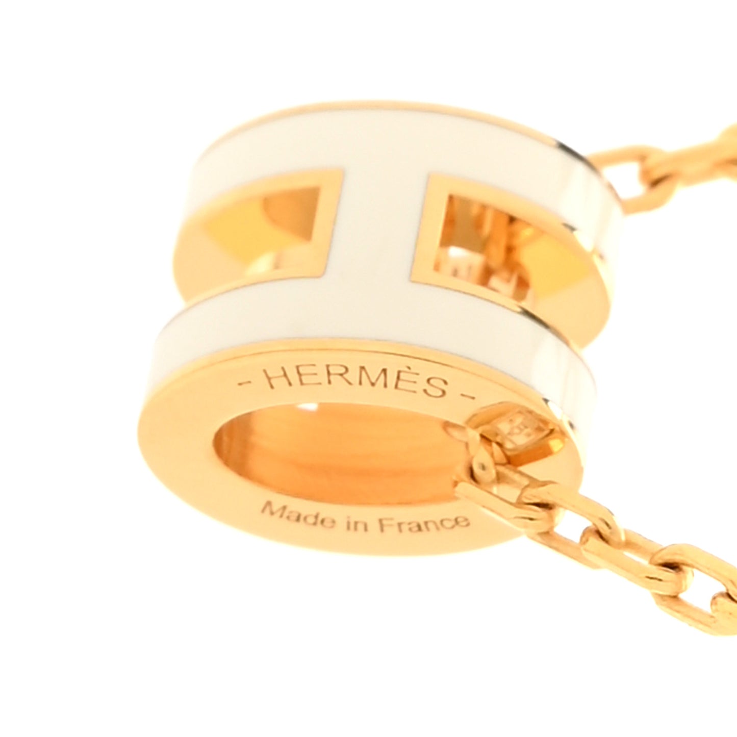 Lacquered Gold Mini Pop H Pendant Necklace White