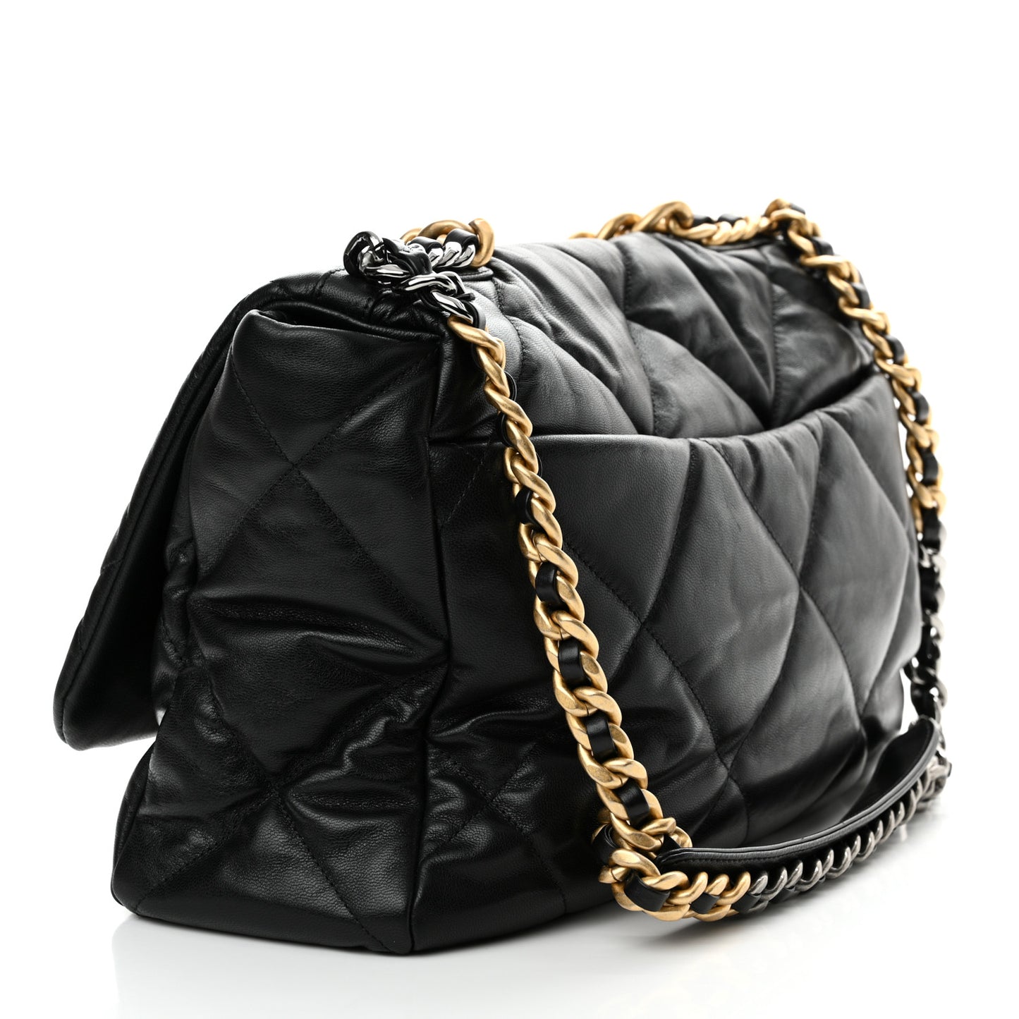 Goatskin Quilted Maxi Chanel 19 Flap Black