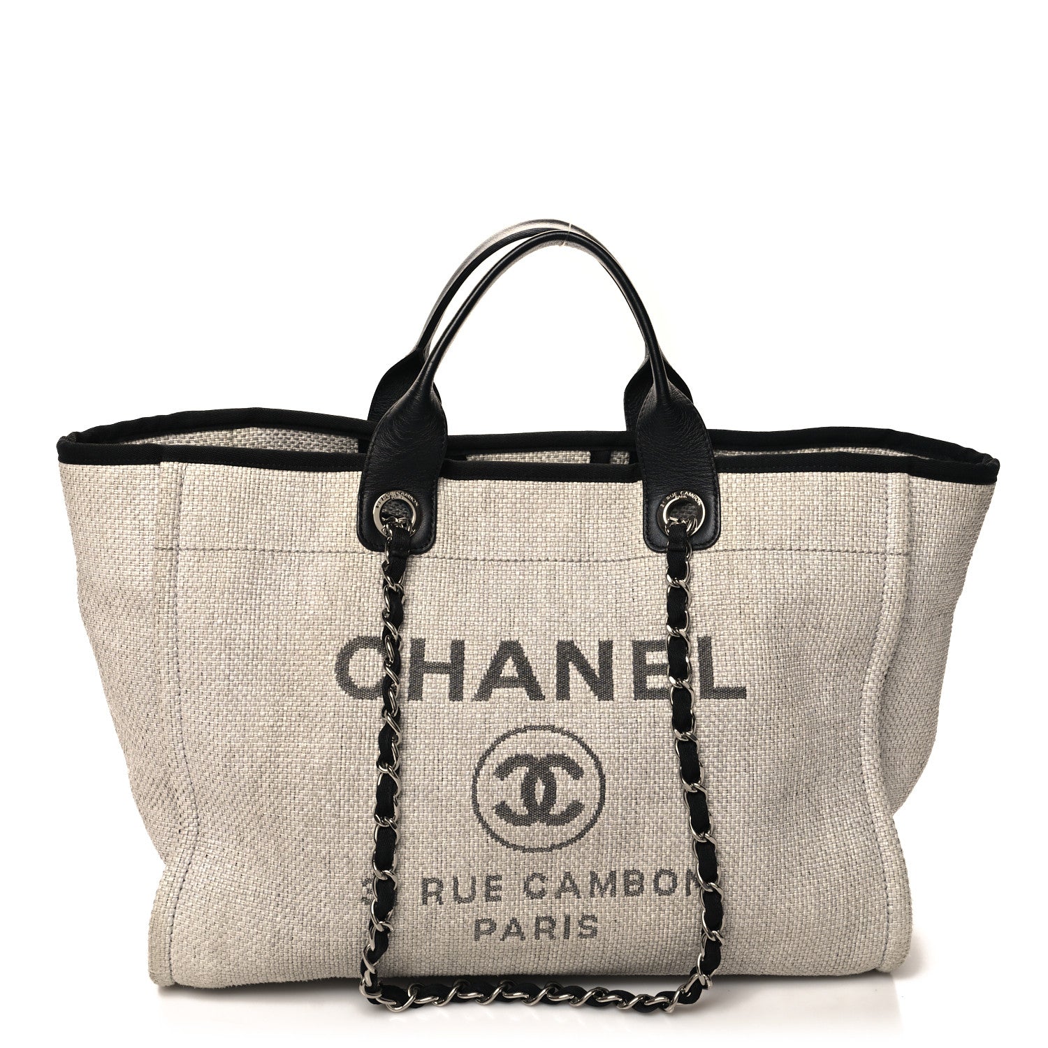 Chanel Woven Straw Raffia Medium Deauville Tote Grey 1 of 12