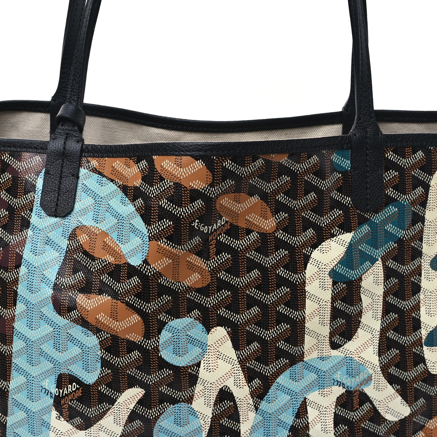 Goyardine Saint Louis Lettres Camouflage GM Black Blue
