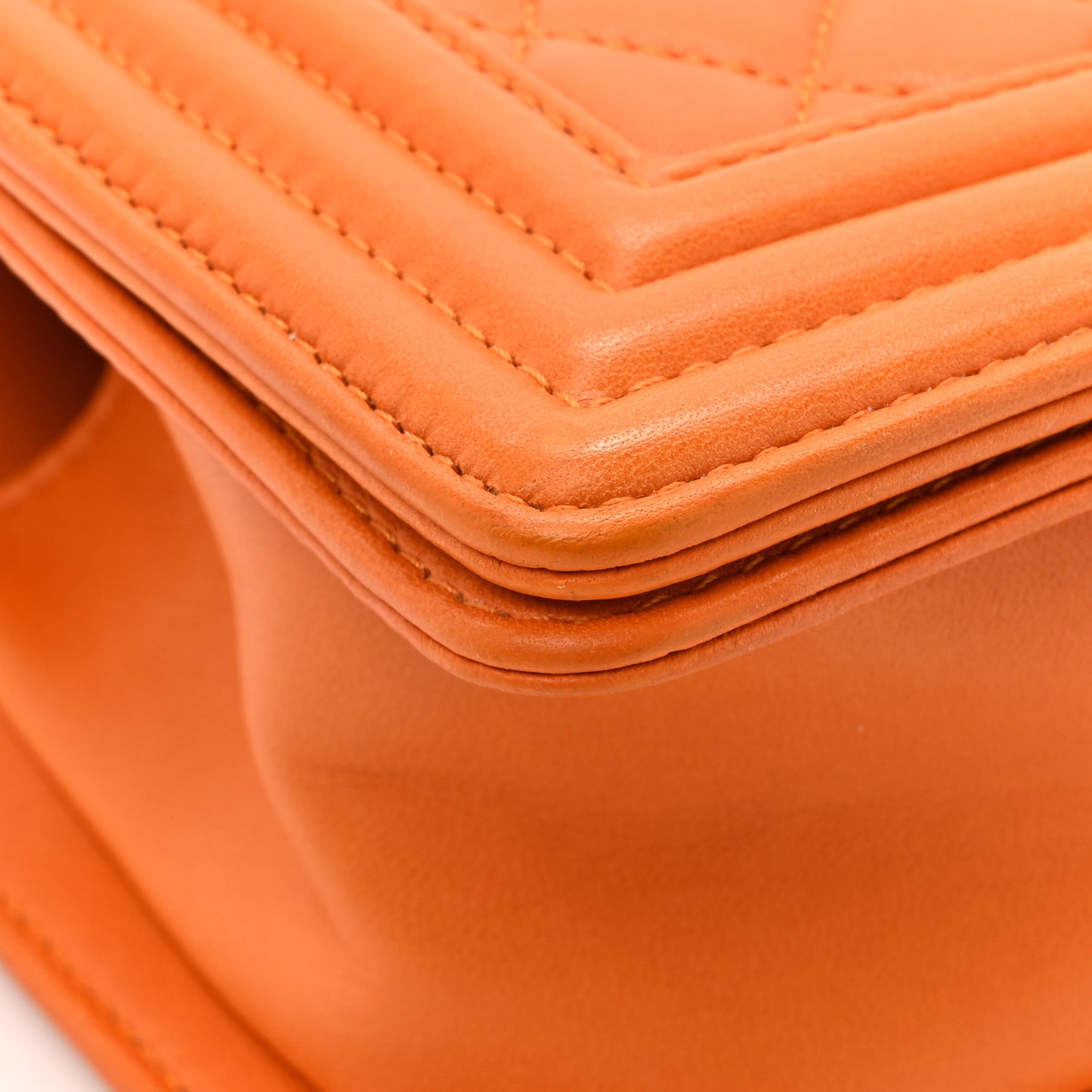 Lambskin Quilted Small Boy Flap Orange