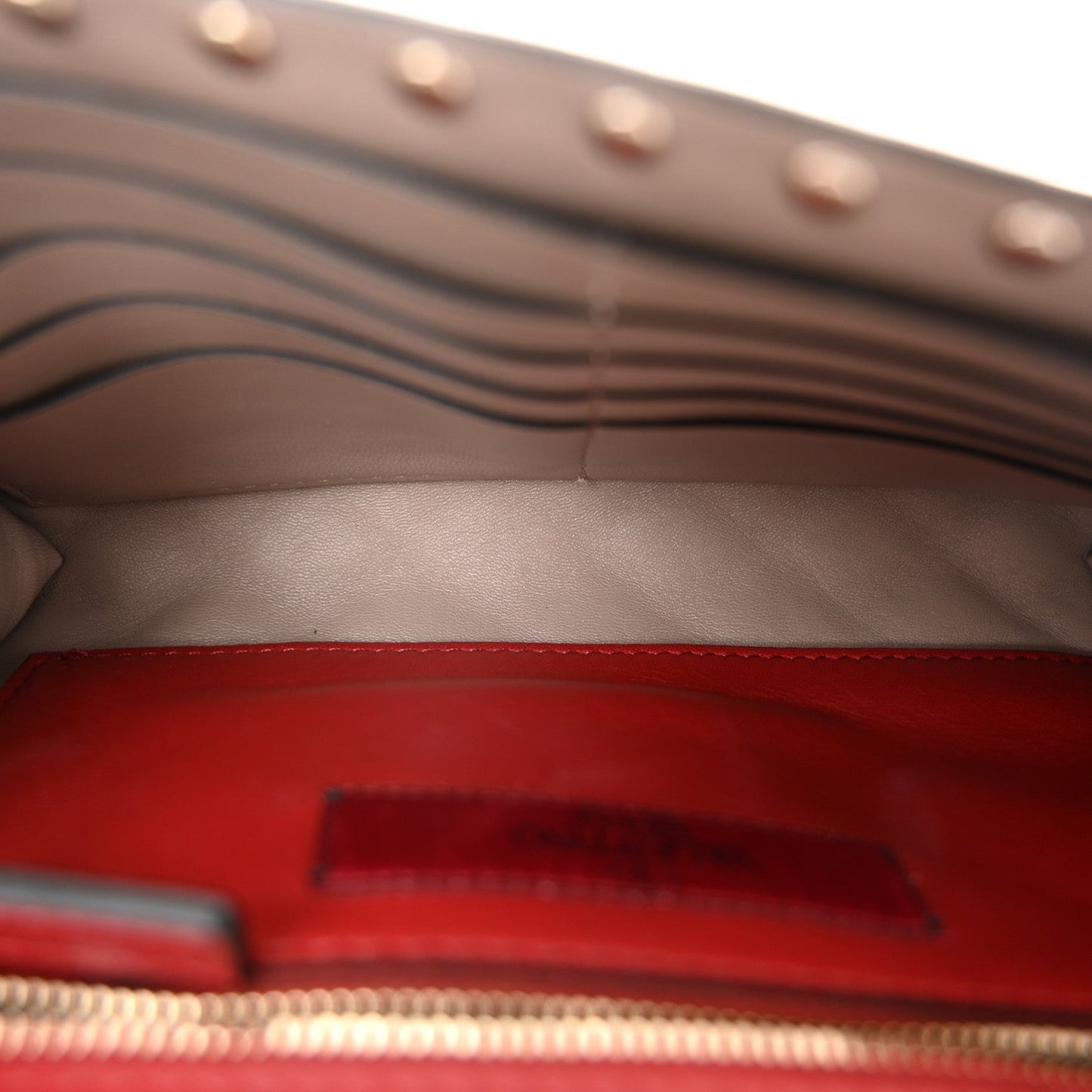 Lambskin Rockstud Spike Wallet on Chain Poudre