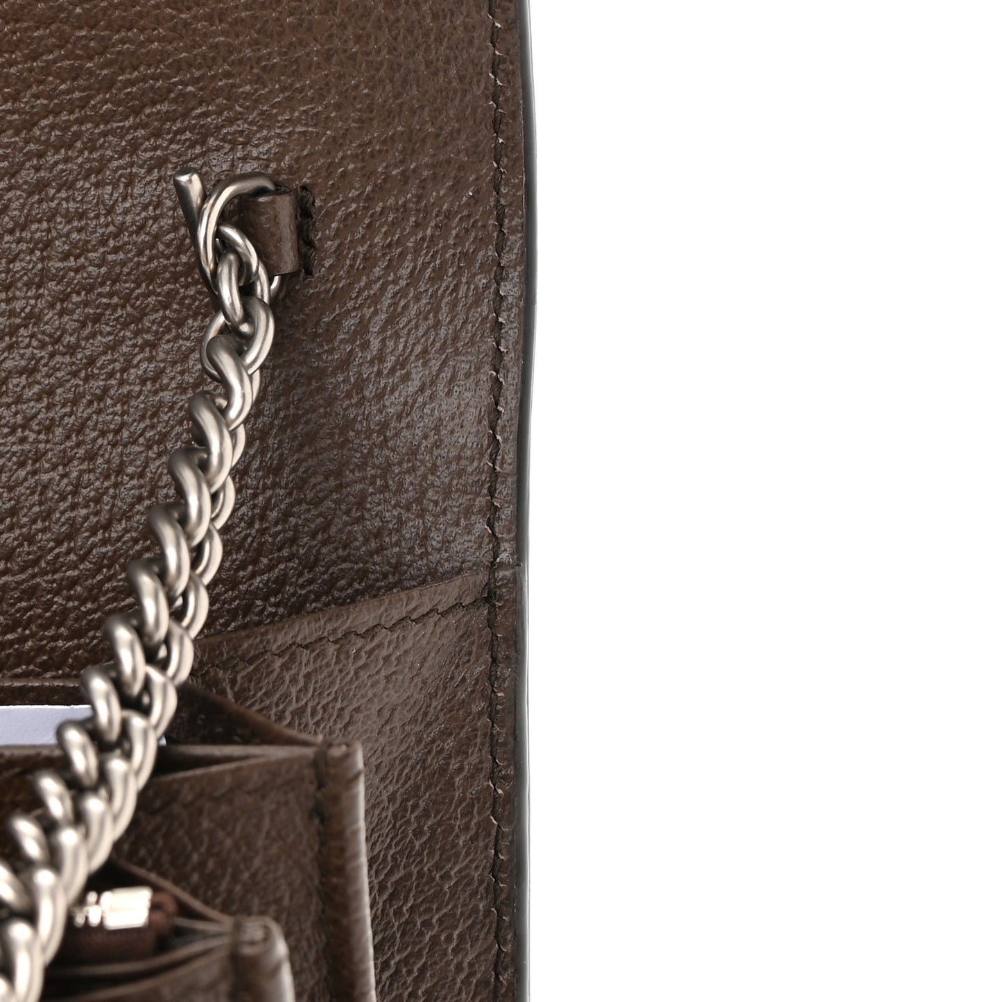 Monogram Jumbo GG Textured Dollar Calfskin Mini Dionysus Chain Wallet Camel Ebony New Acero