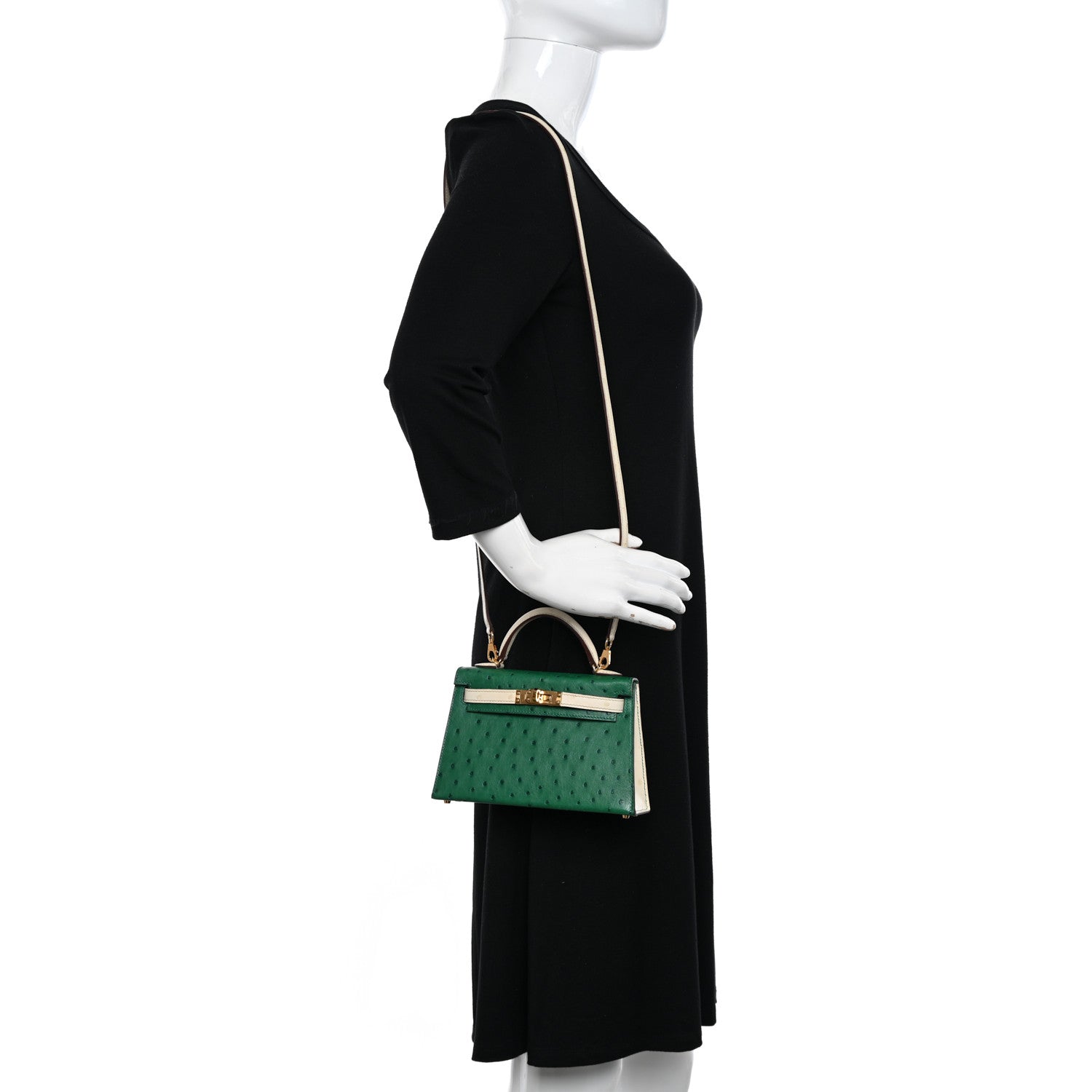 Hermes Ostrich Horseshoe Mini Kelly Sellier 20 Vert Vertigo Nata 2 of 11