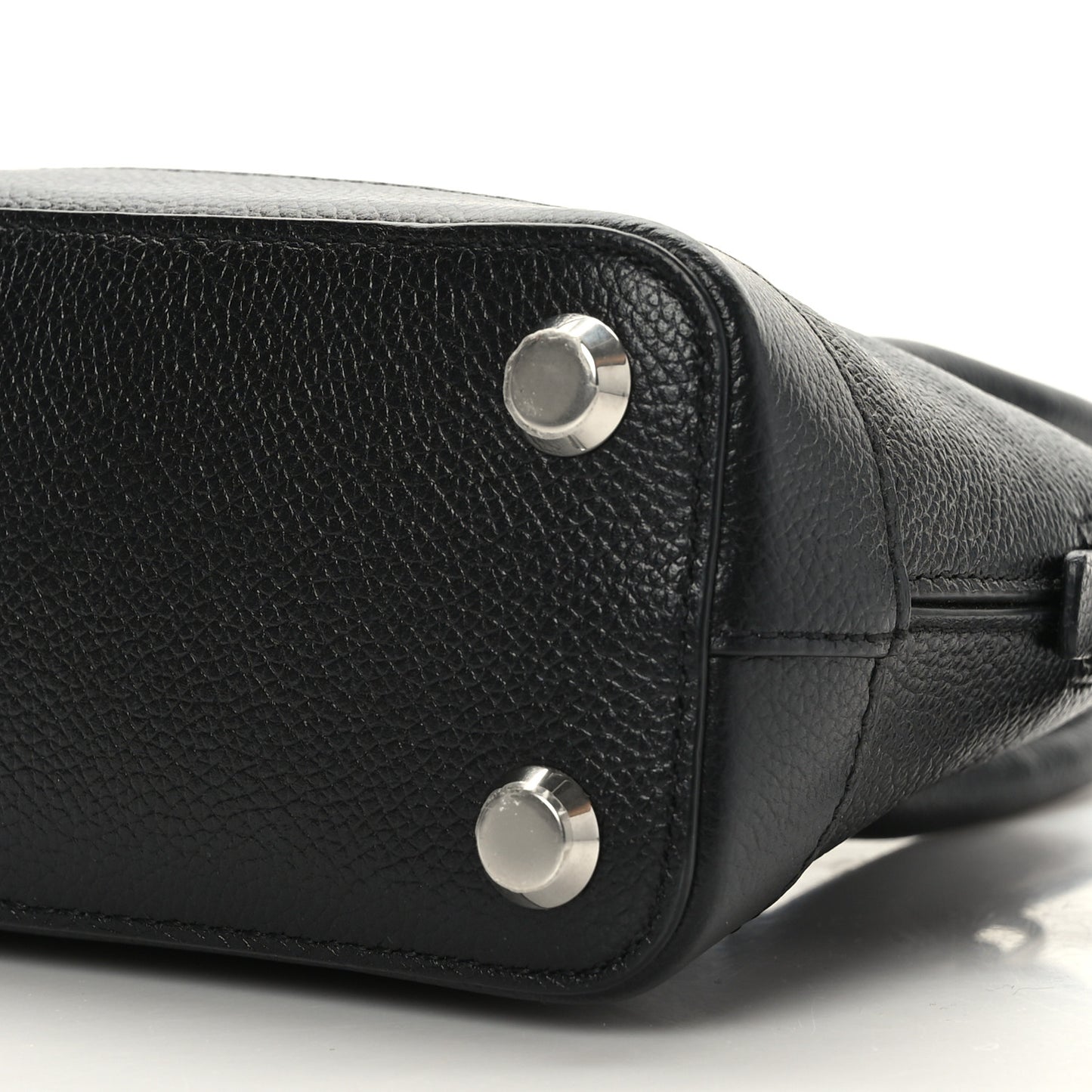 Grained Calfskin City Logo XXS Ville Top Handle Bag Black White