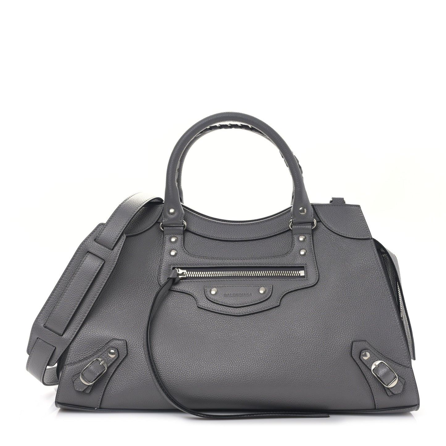 Grained Calfskin Neo Classic Silver Hardware Medium City Dark Grey