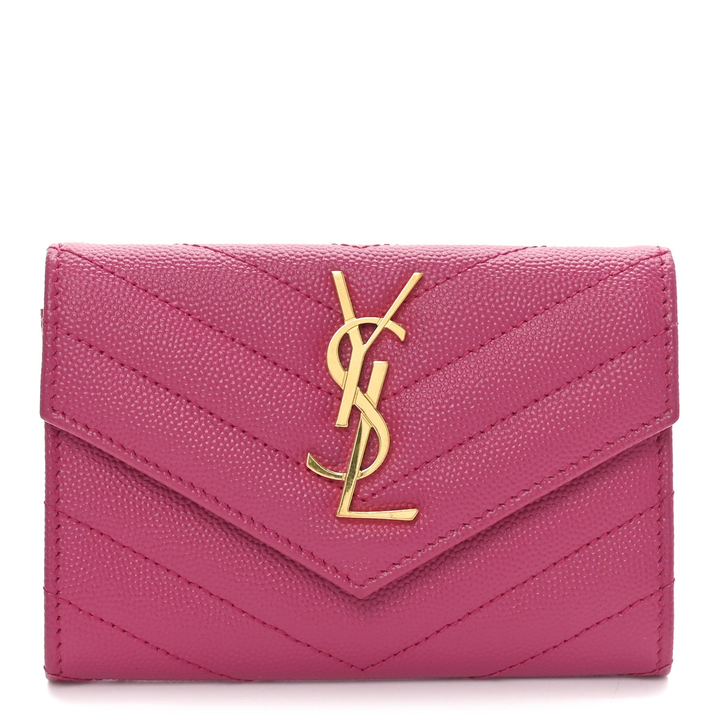 Grain De Poudre Matelasse Chevron Small Monogram Envelope Wallet Bubblegum