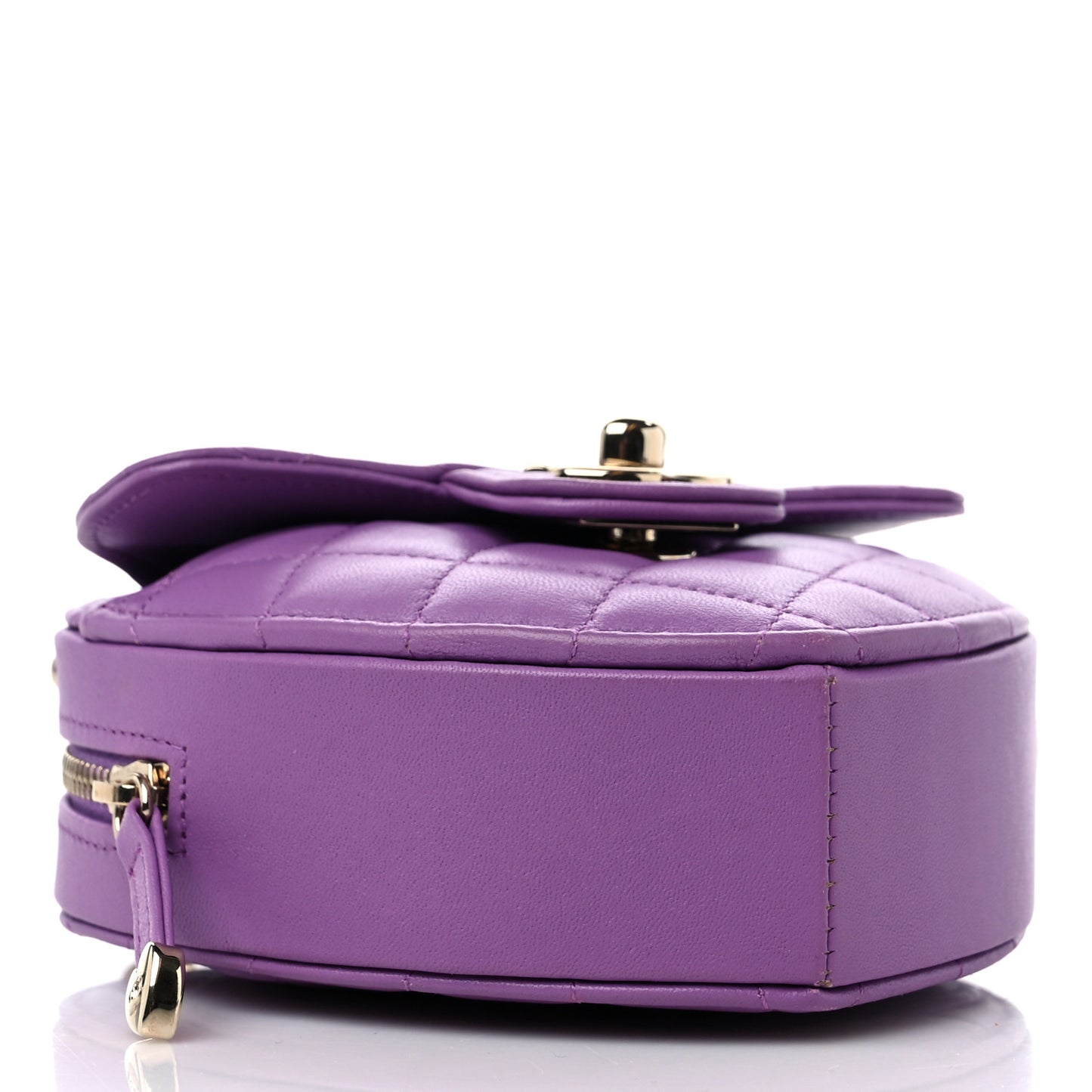 Lambskin Quilted CC In Love Heart Clutch With Chain Purple