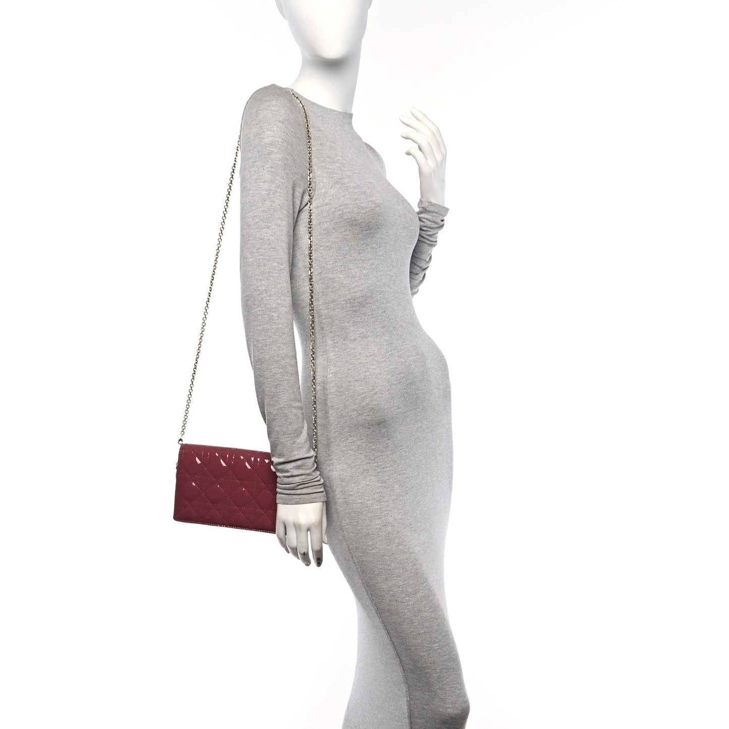 Patent Cannage Lady Dior Convertible Clutch Mallow Rose
