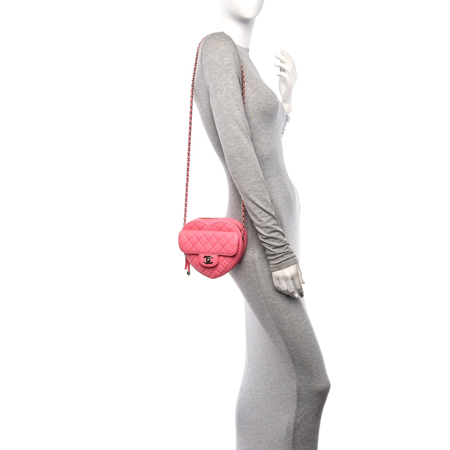 Lambskin Quilted CC In Love Heart Bag Pink