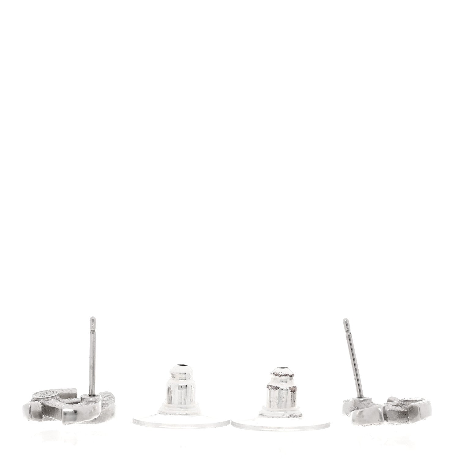 Chanel Metal Crystal CC Earrings Silver 3 of 5