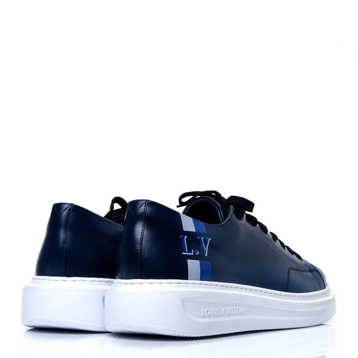 Calfskin Mens LV Beverly Hills Sneakers 8 Marine