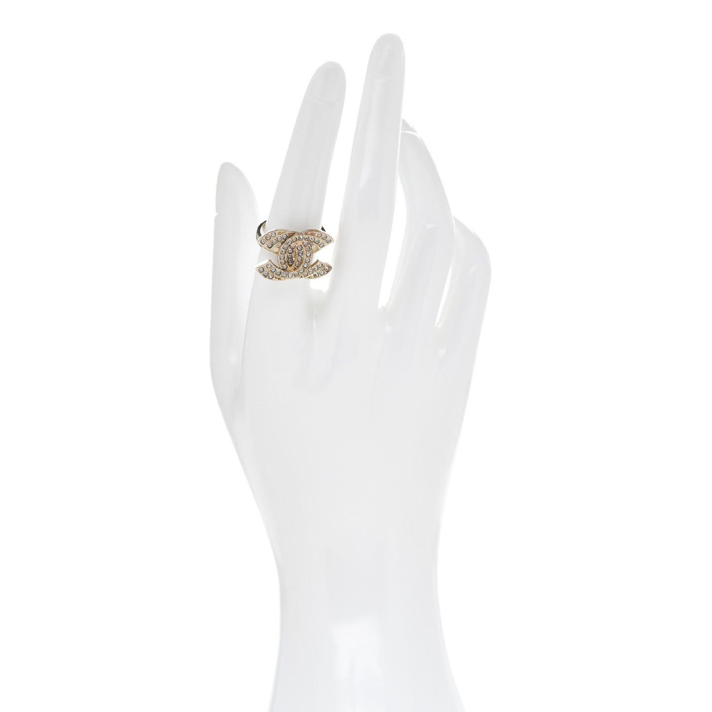 Crystal Double CC Ring 7 Light Gold