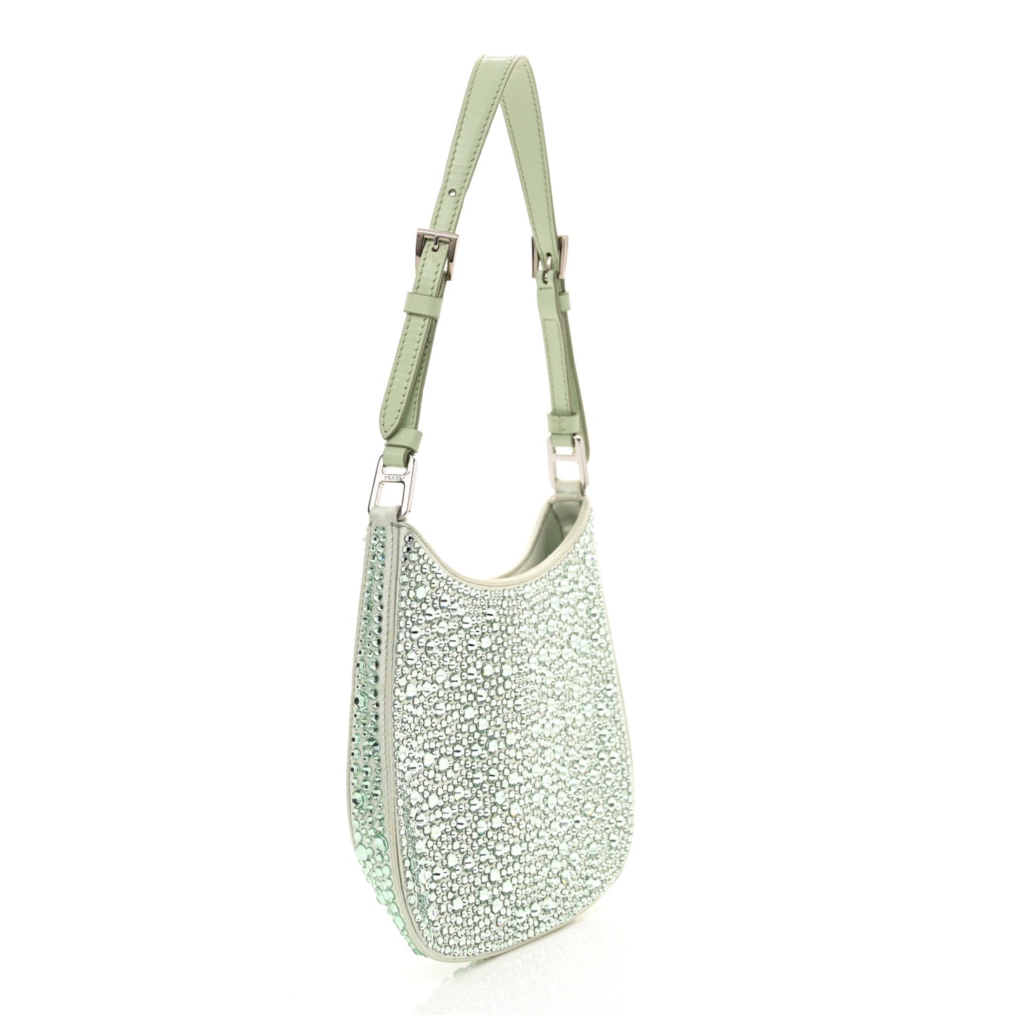 Satin Crystal Cleo Adjustable Strap Shoulder Bag Acqua