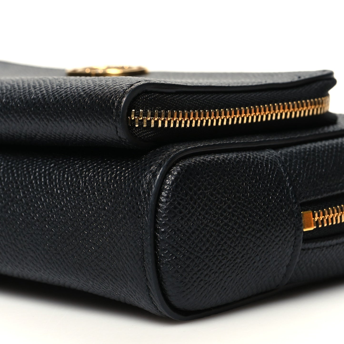Grained Calfskin Caro Double Pouch Black