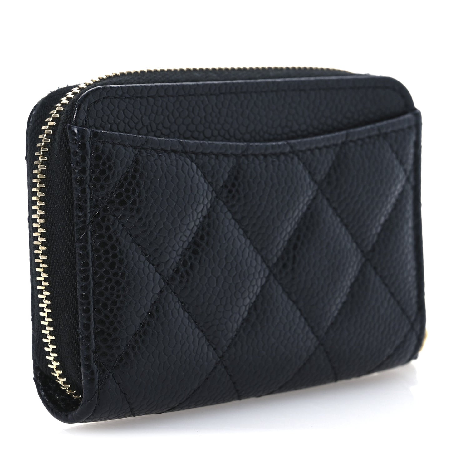 Caviar Quilted Zip Coin Purse Black