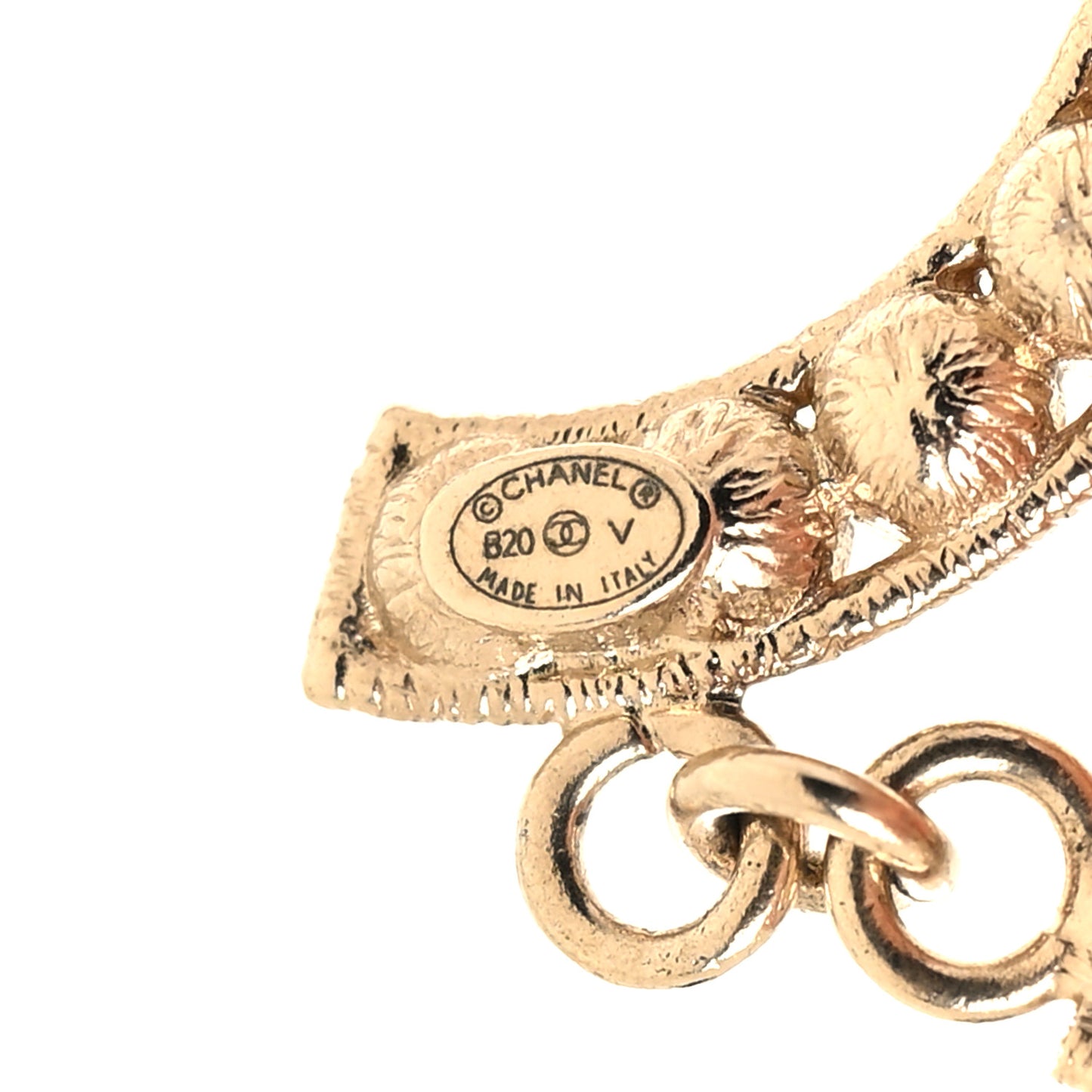 Crystal Cha-Nel Logo Drop Earrings Gold