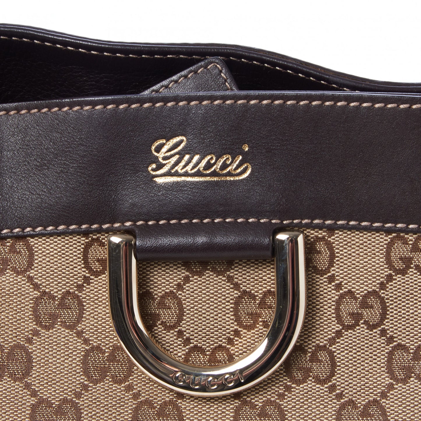 Monogram Medium D Gold Tote Bag Brown