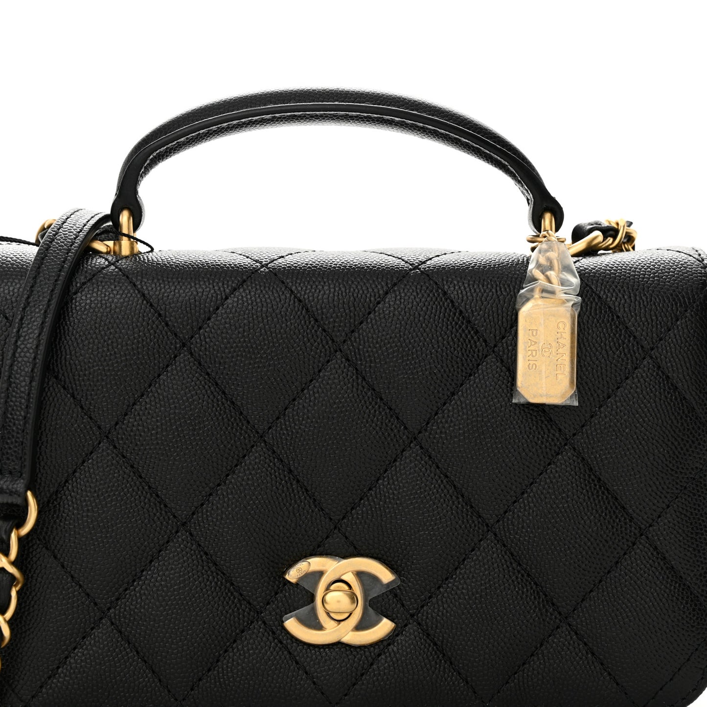 Caviar Quilted Mini Top Handle Flap Black