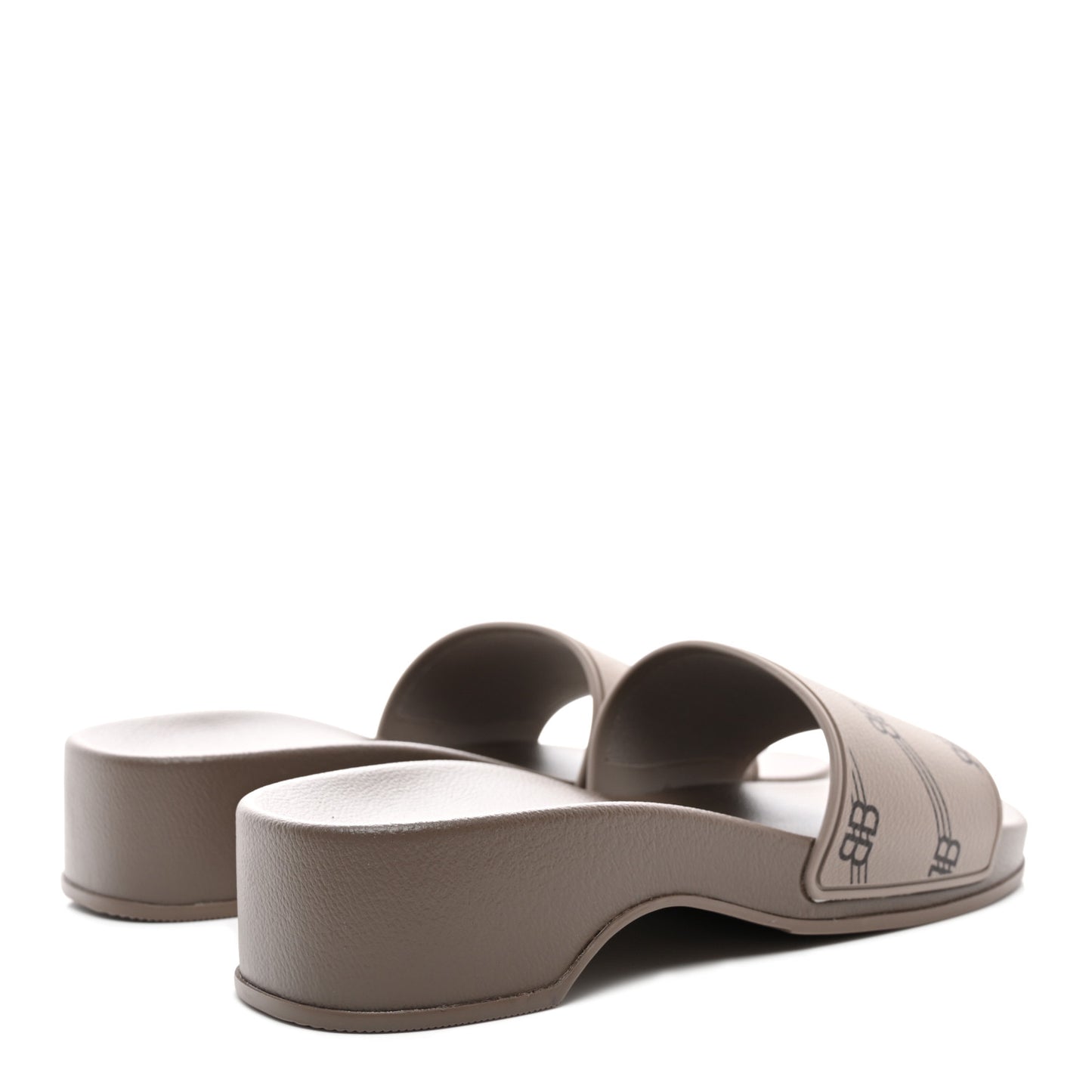 Rubber Allover Logo Womens Pool Wedge Slide Sandals 38 Dark Mink