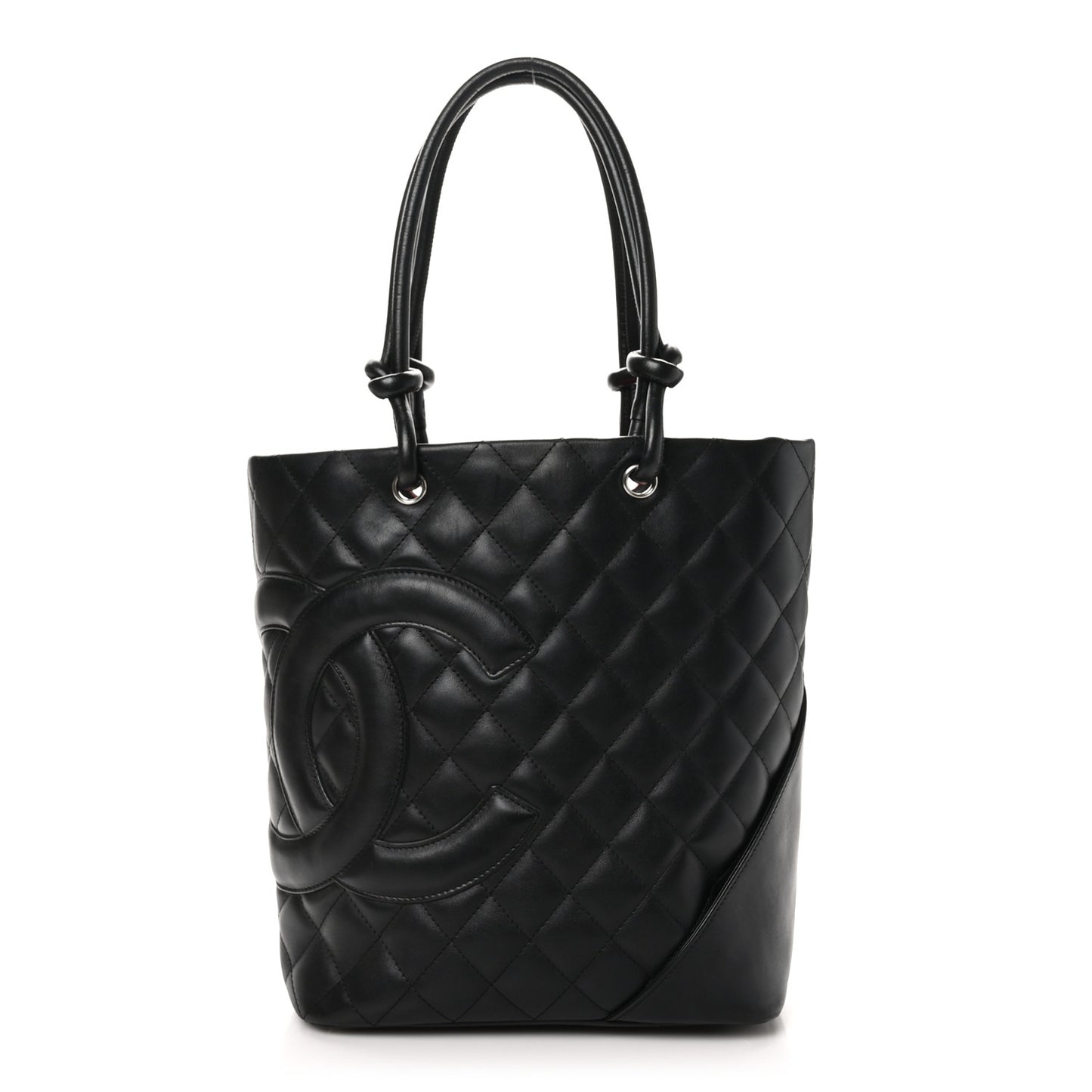 Calfskin Quilted Medium Cambon Tote Black