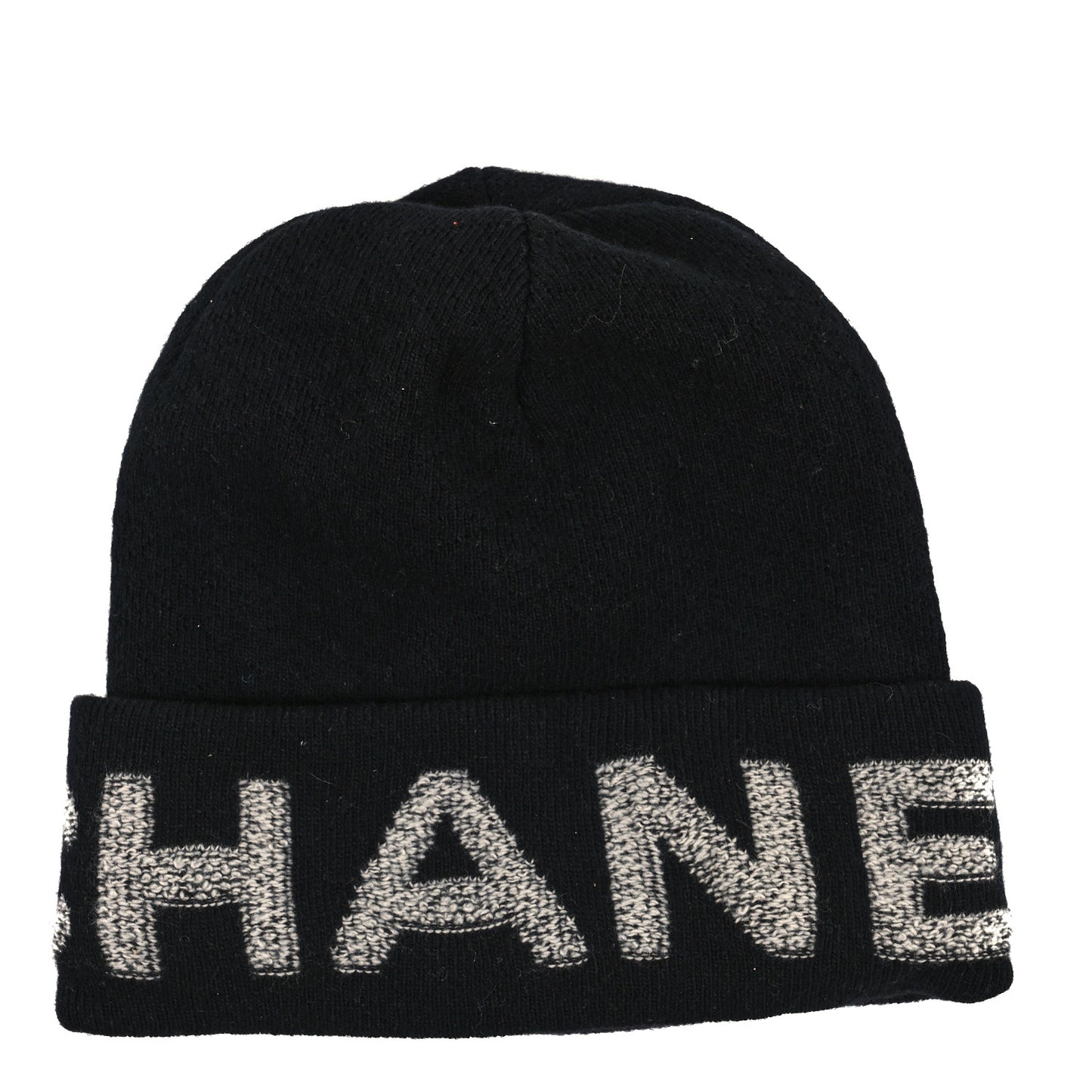 Wool Cashmere Logo Beanie Hat Black Light Grey