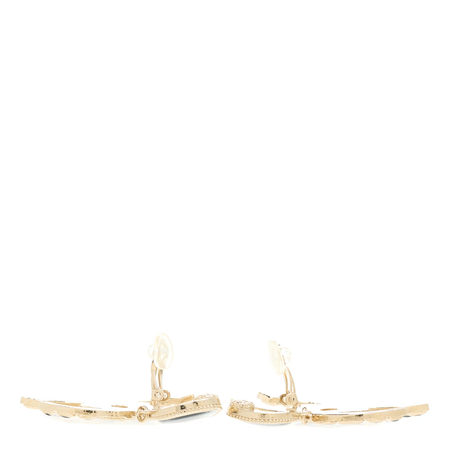 Metal Gripoix Along The Nile Clip On Earrings Gold Green