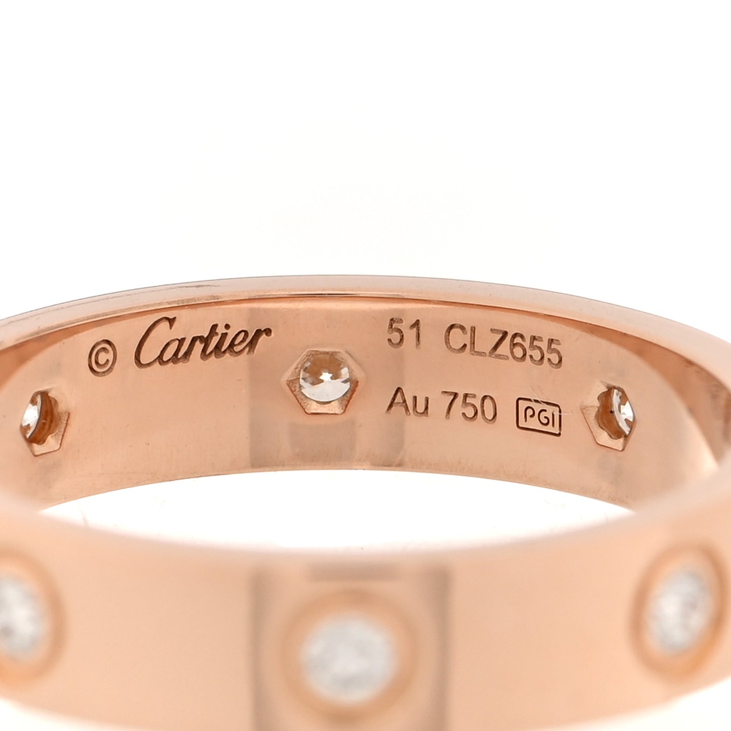 18K Pink Gold 8 Diamond 4mm LOVE Wedding Band Ring 51 5.75