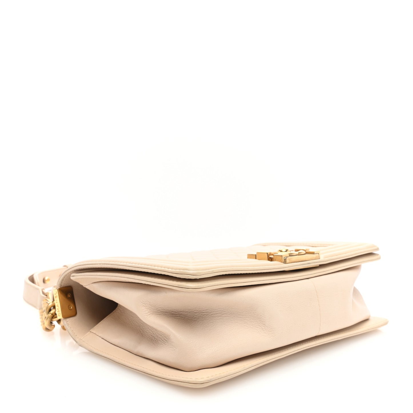 Calfskin Quilted Medium Boy Flap Beige