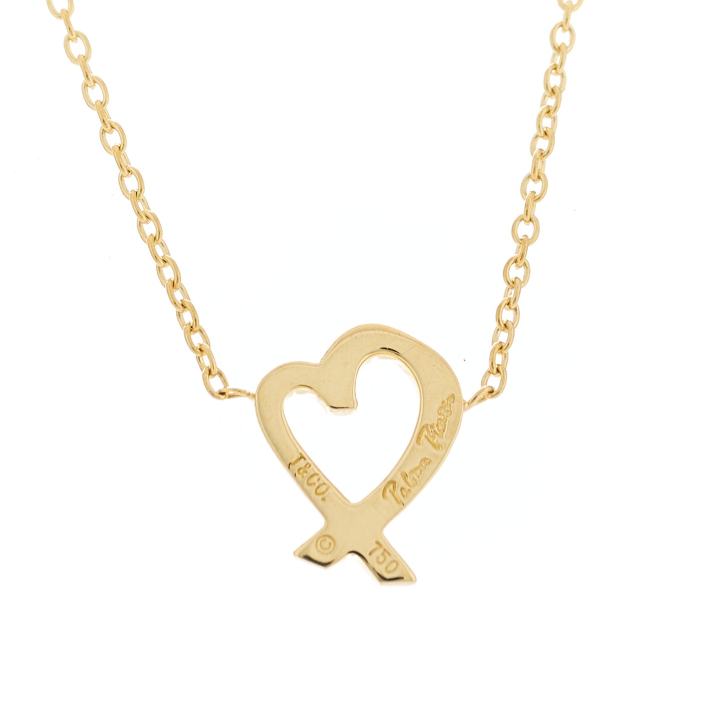 18K Yellow Gold Mini Paloma Picasso Loving Heart Pendant Necklace