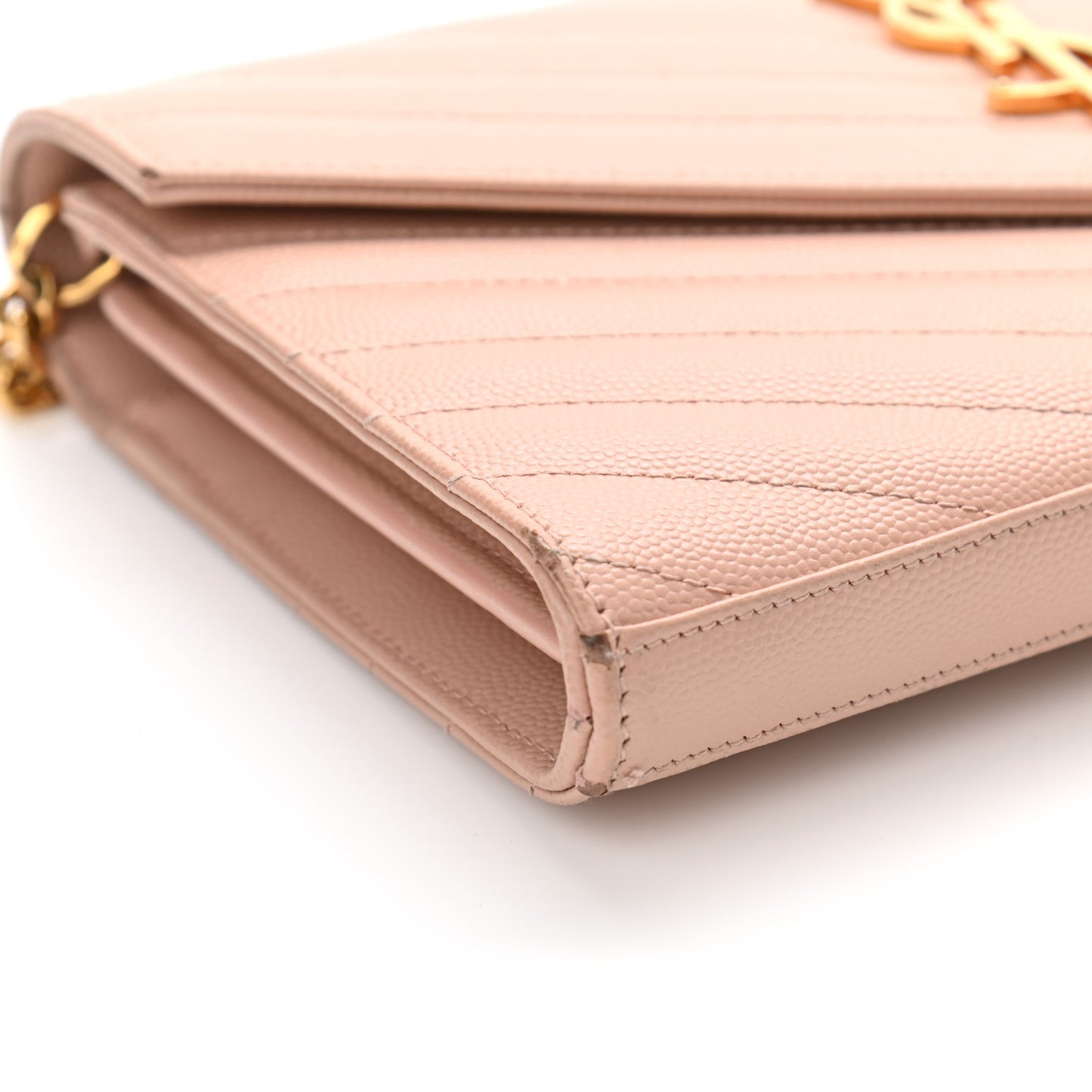 Grain De Poudre Matelasse Chevron Monogram Chain Wallet Pale Pink