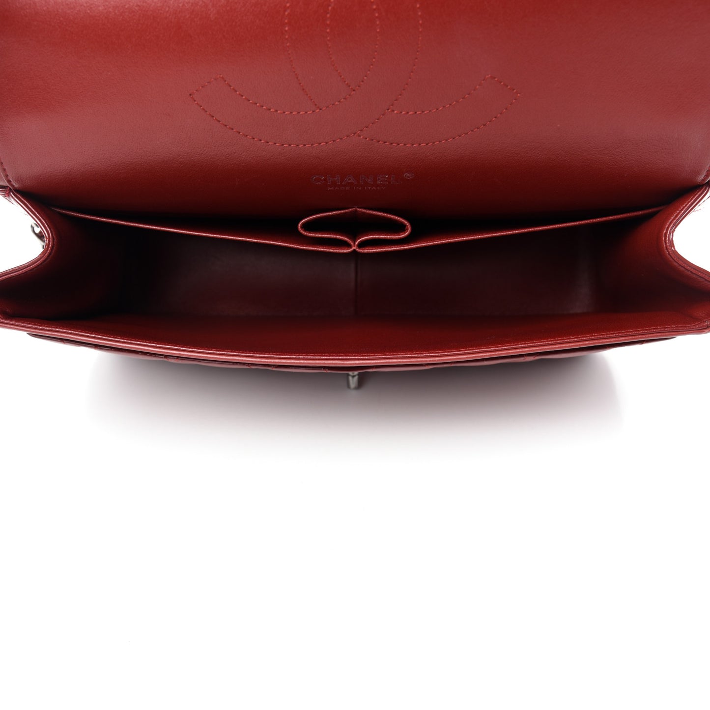 Patent Quilted Jumbo Double Flap Dark Red