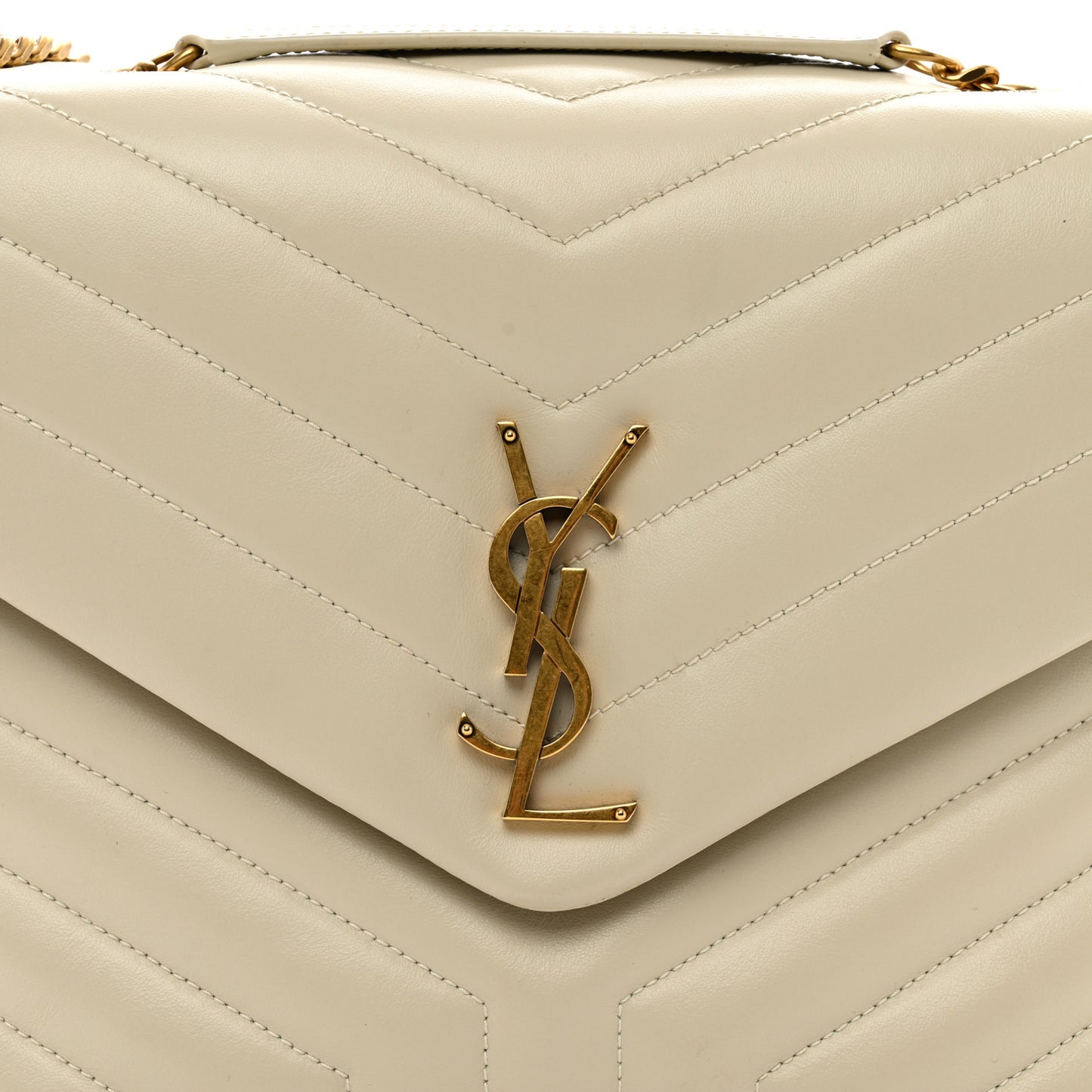 Calfskin Y Quilted Monogram Medium Loulou Chain Satchel Crema Soft
