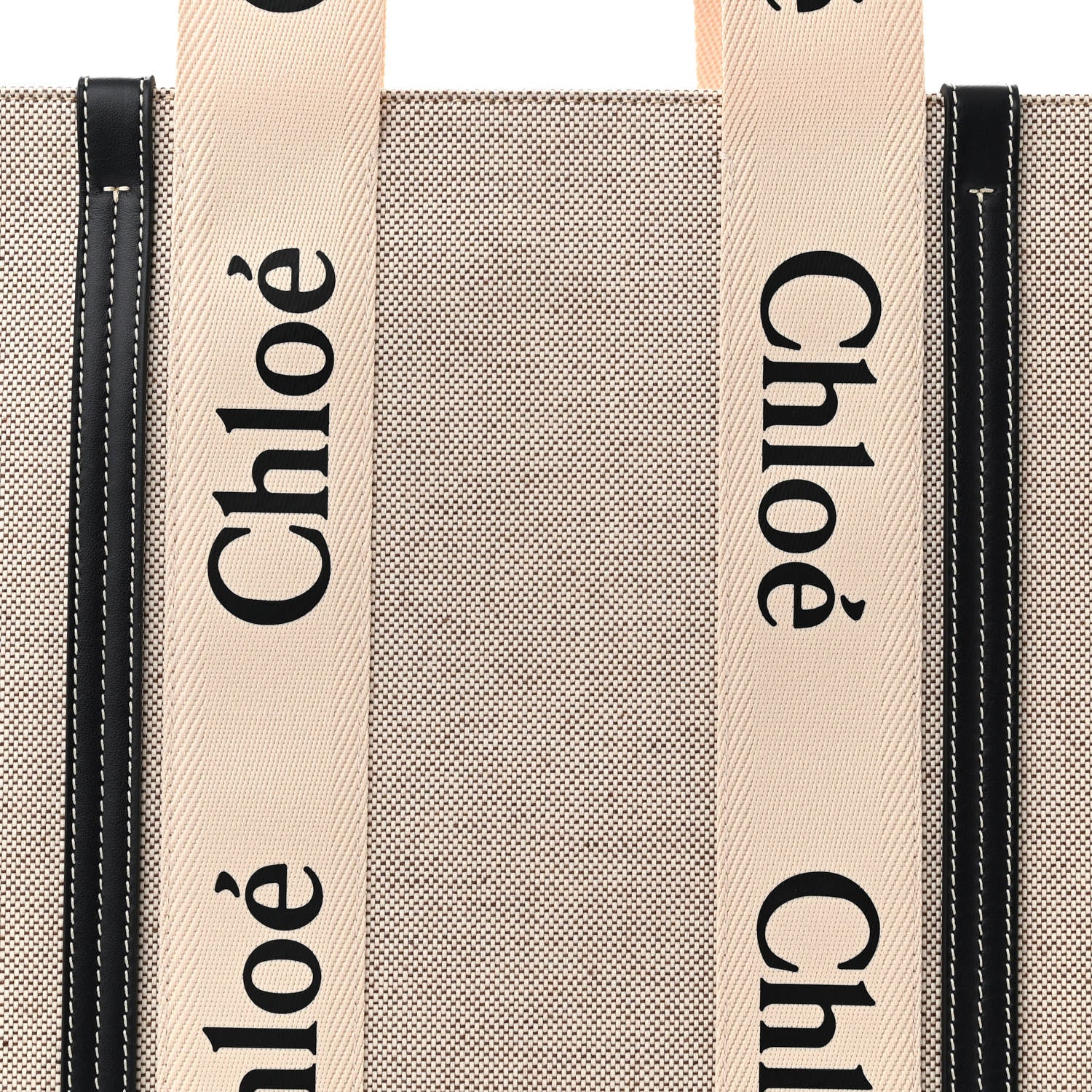 Chloe Cotton Calfskin Large Woody Ribbon Tote White Blue 8 of 10