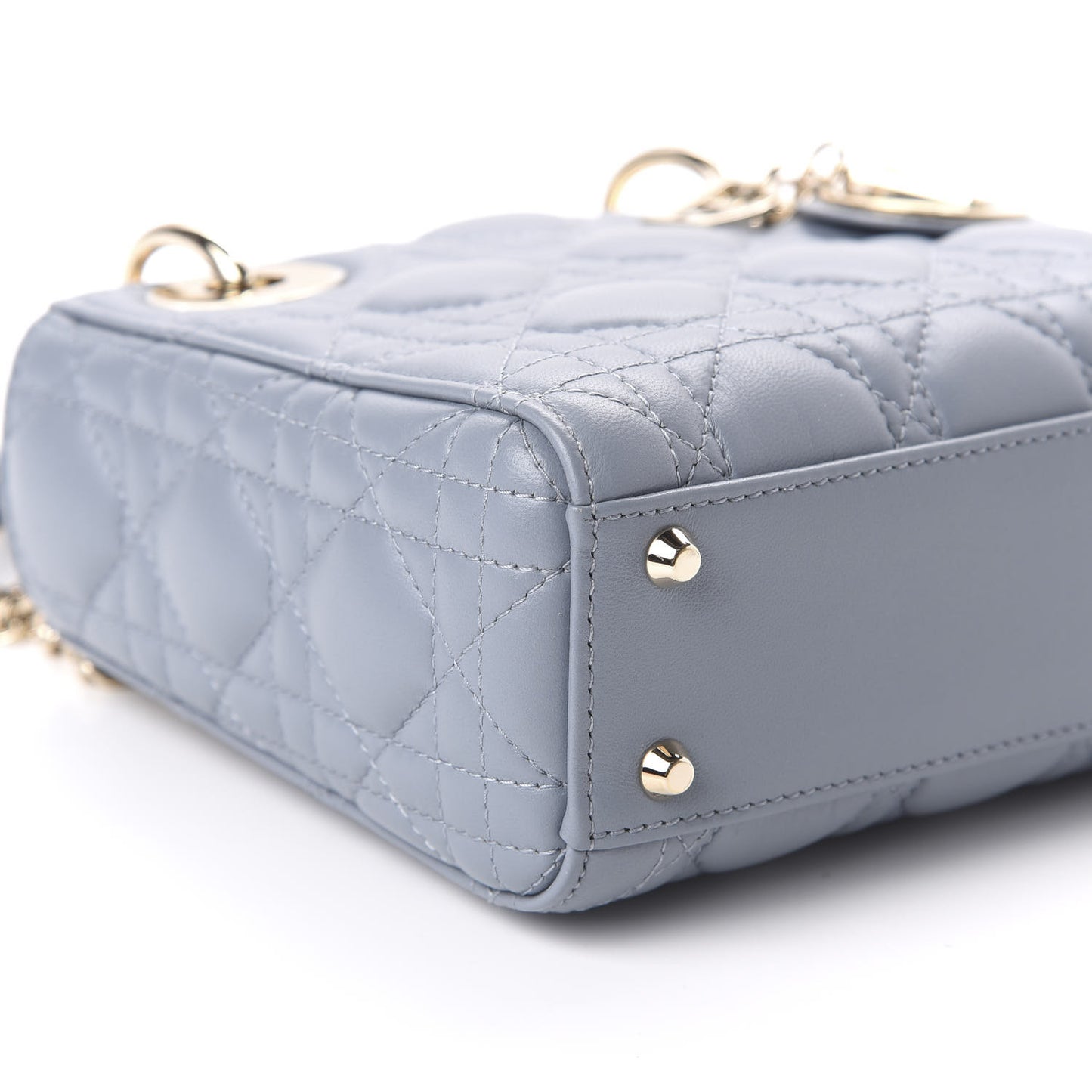 Lambskin Cannage Mini Lady Dior Cloud Blue