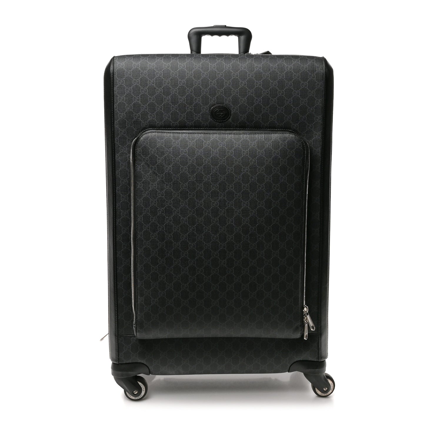 GG Supreme Monogram Large Four Wheel Suitcase Black Grey